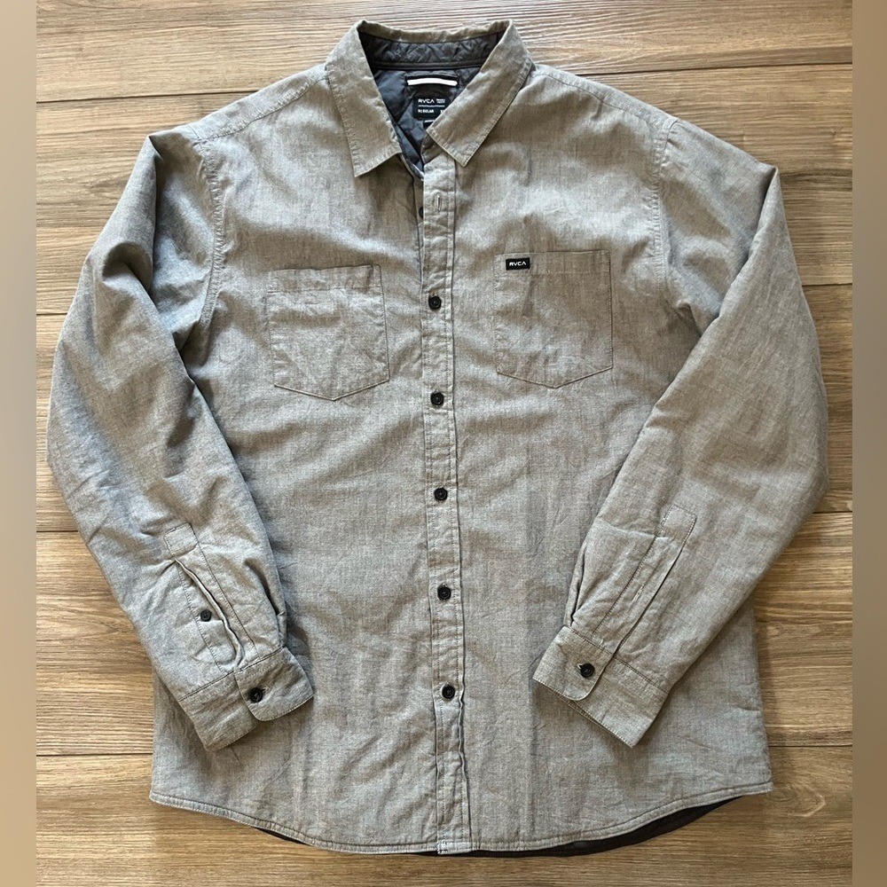 RVCA Light Gray Lined Button Down Shacket Men’s XL