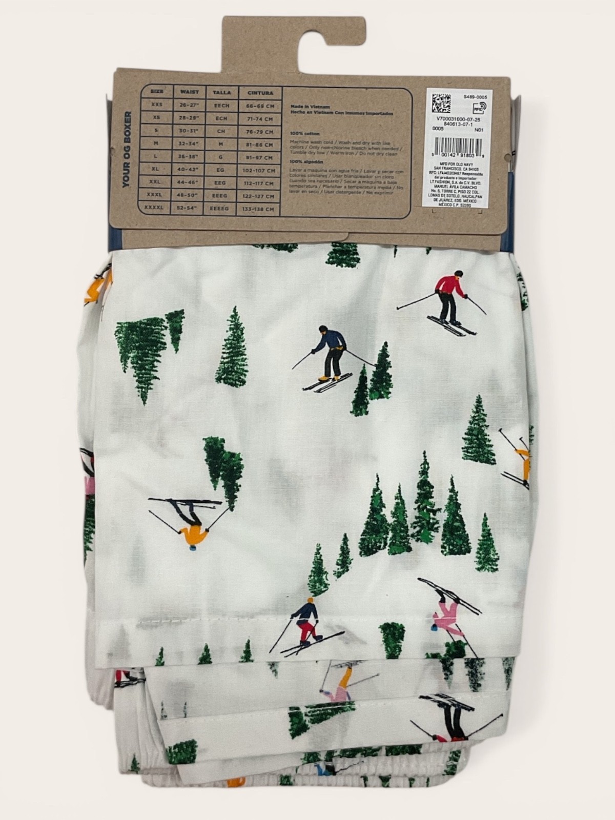 Old Navy Men’s Printed Boxer Shorts 3.75” Ins Christmas Skiing Size S M L XL XXL