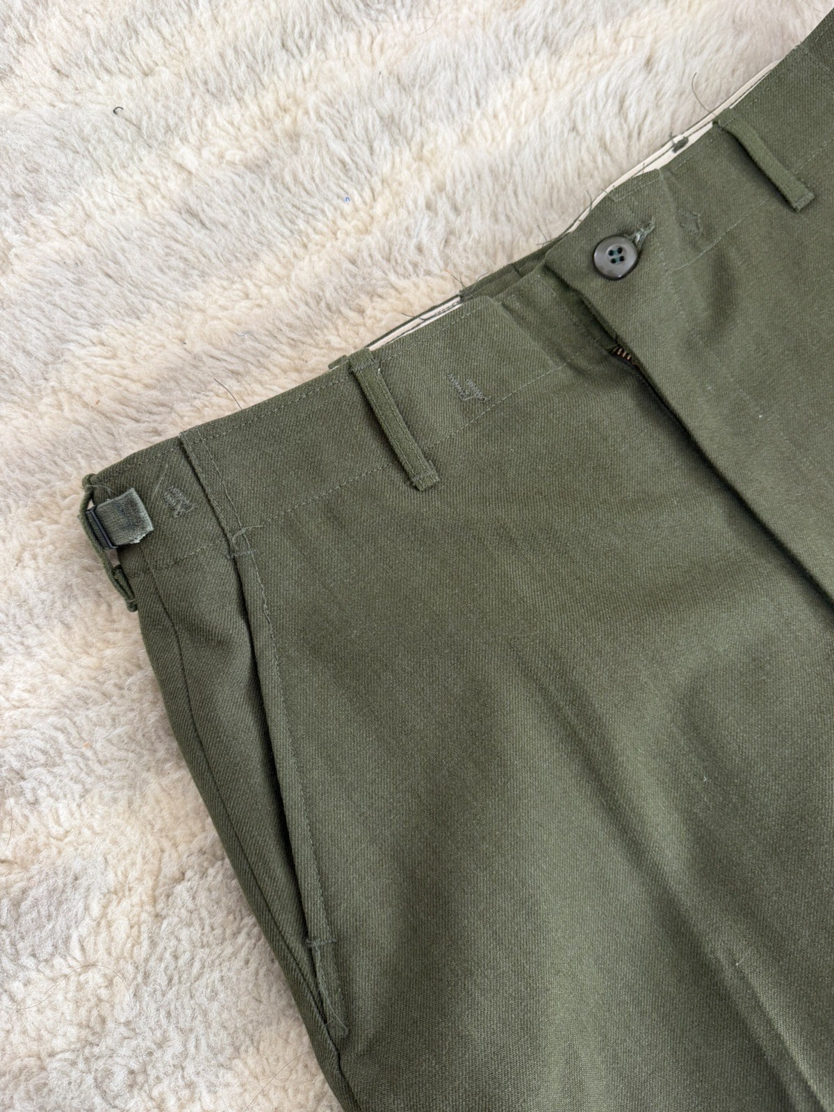 RARE True Vintage Korean War Olive Military Trousers 31-35in Adjustable 50s Pant