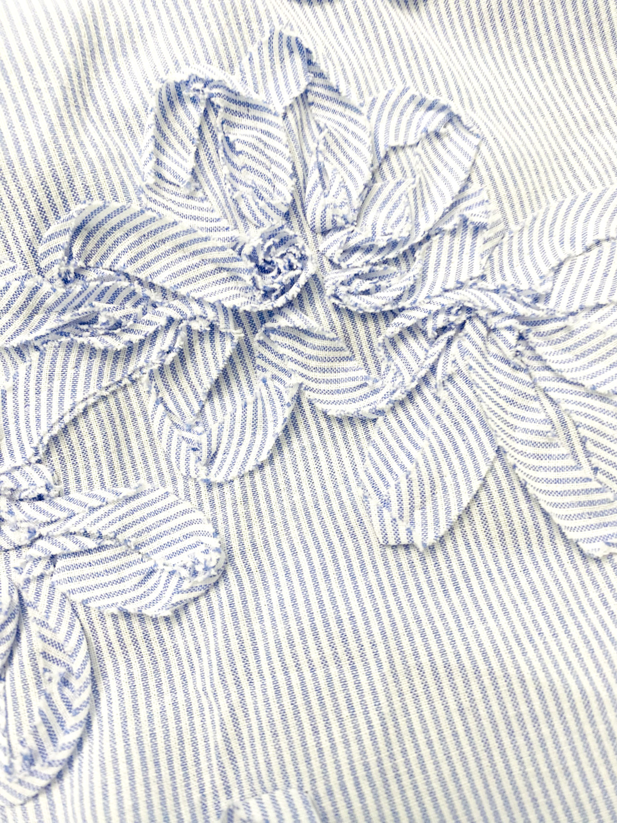 NWOT Zara Structured Striped Pretty Summer Poplin Blouse Fabric Flowers Size M