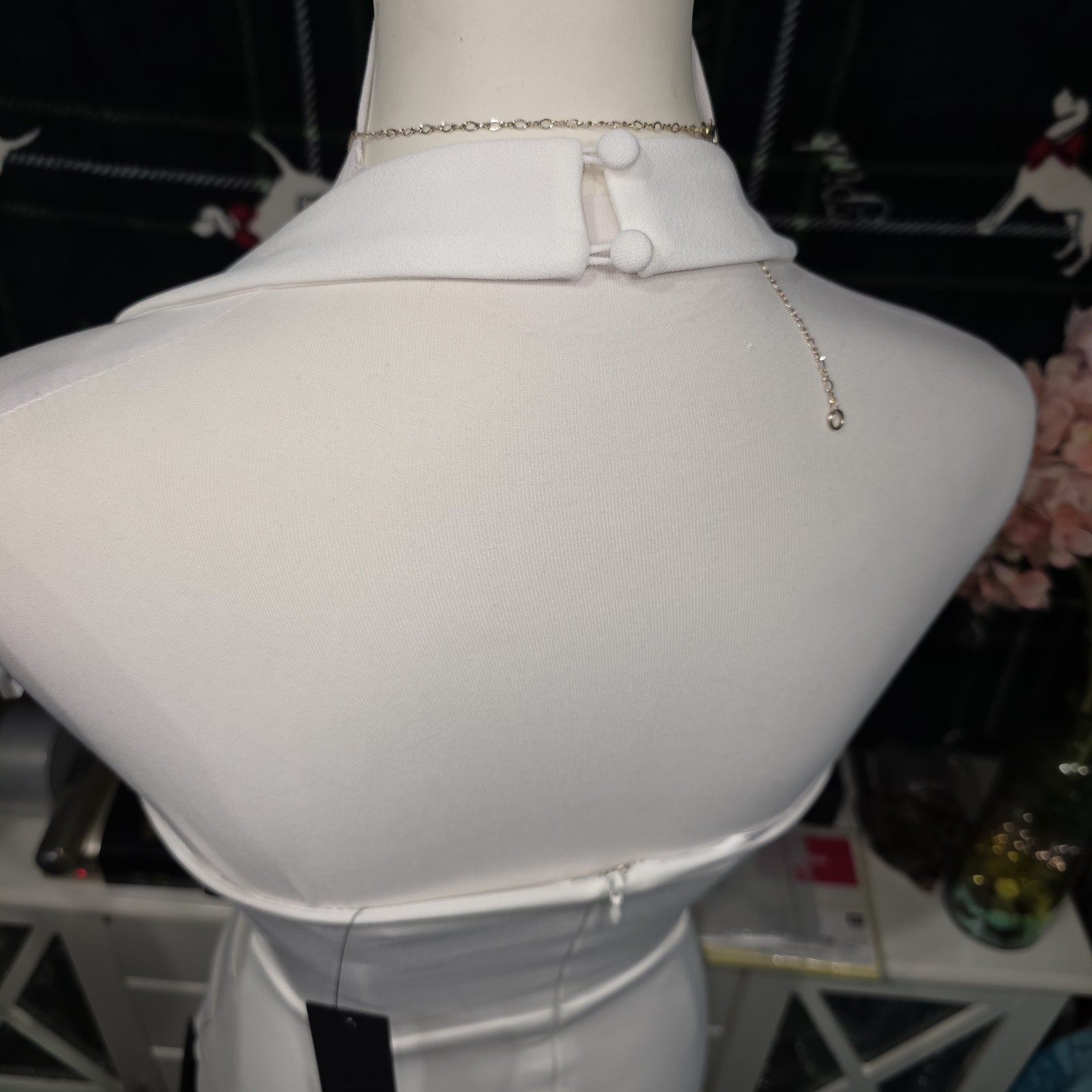 Lulus Prominent Charm White Halter Bodycon Tulip Midi Dress Size XS New NWT