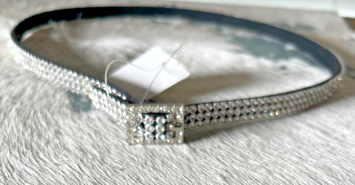 Western Womens Hatband 27.5 x 3/8 in Crystal Buckle 3 Row Cowboy Rodeo Horse