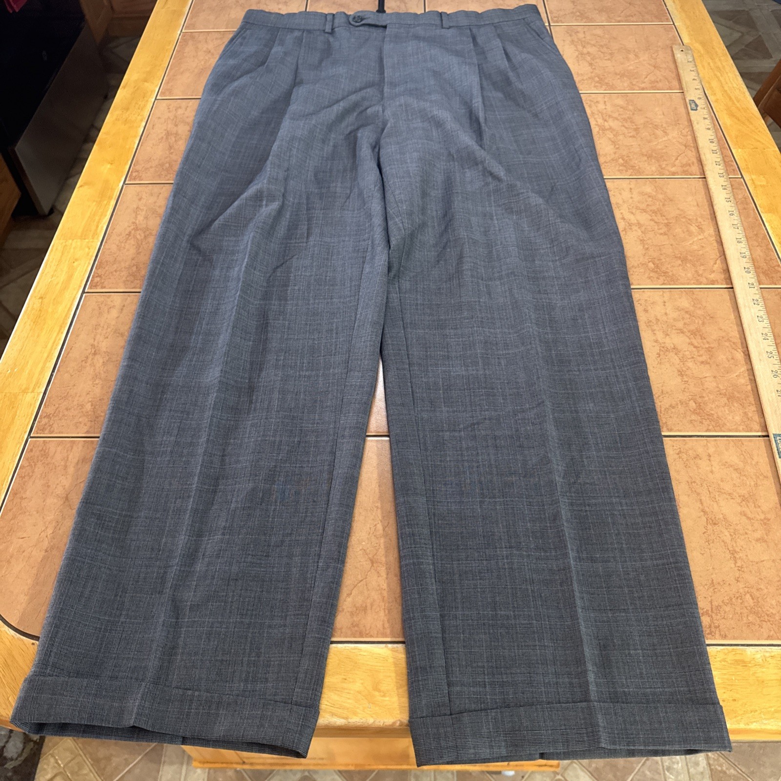 Jack Victor Suit Gray Plaid 44L Pants 38 x 30 Super 110s Wool Pinstripe 2 Piece