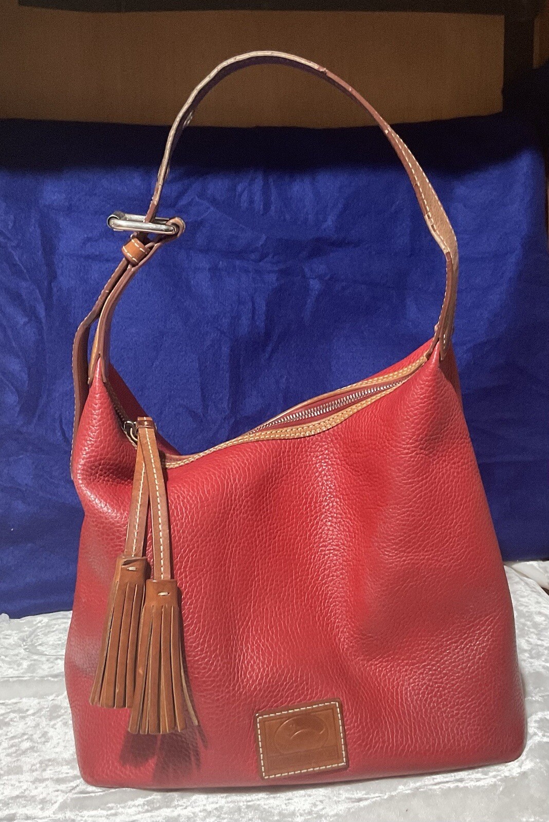 Dooney & Bourke Vintage All Weather Pebbled Leather Red Hobo Purse Bag