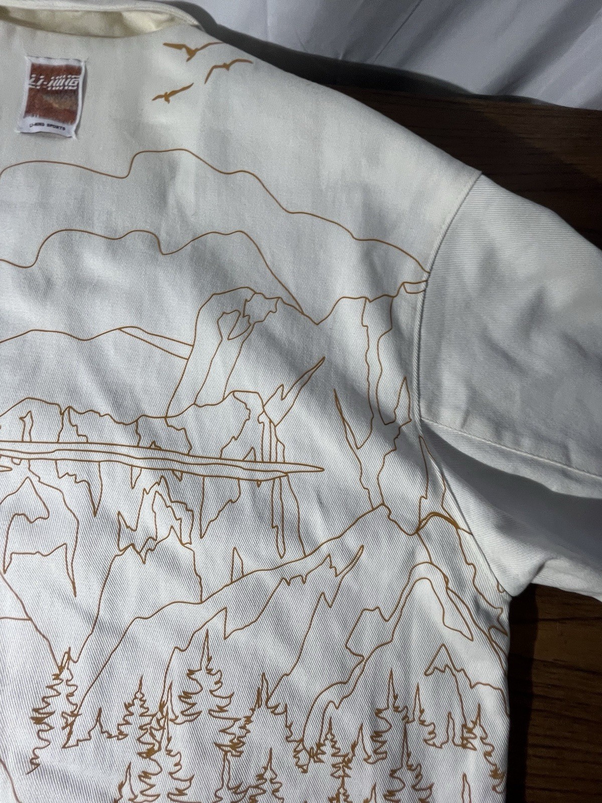 Li-Ning Landscape Print Back Graphic Turn-Down Collar Single-Breasted Jacket XL