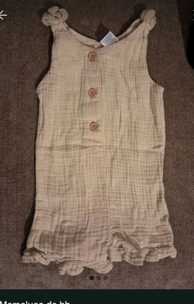 modern Moments by Gerber Beige Cotton Muslin Sleeveless Romper 12-18M