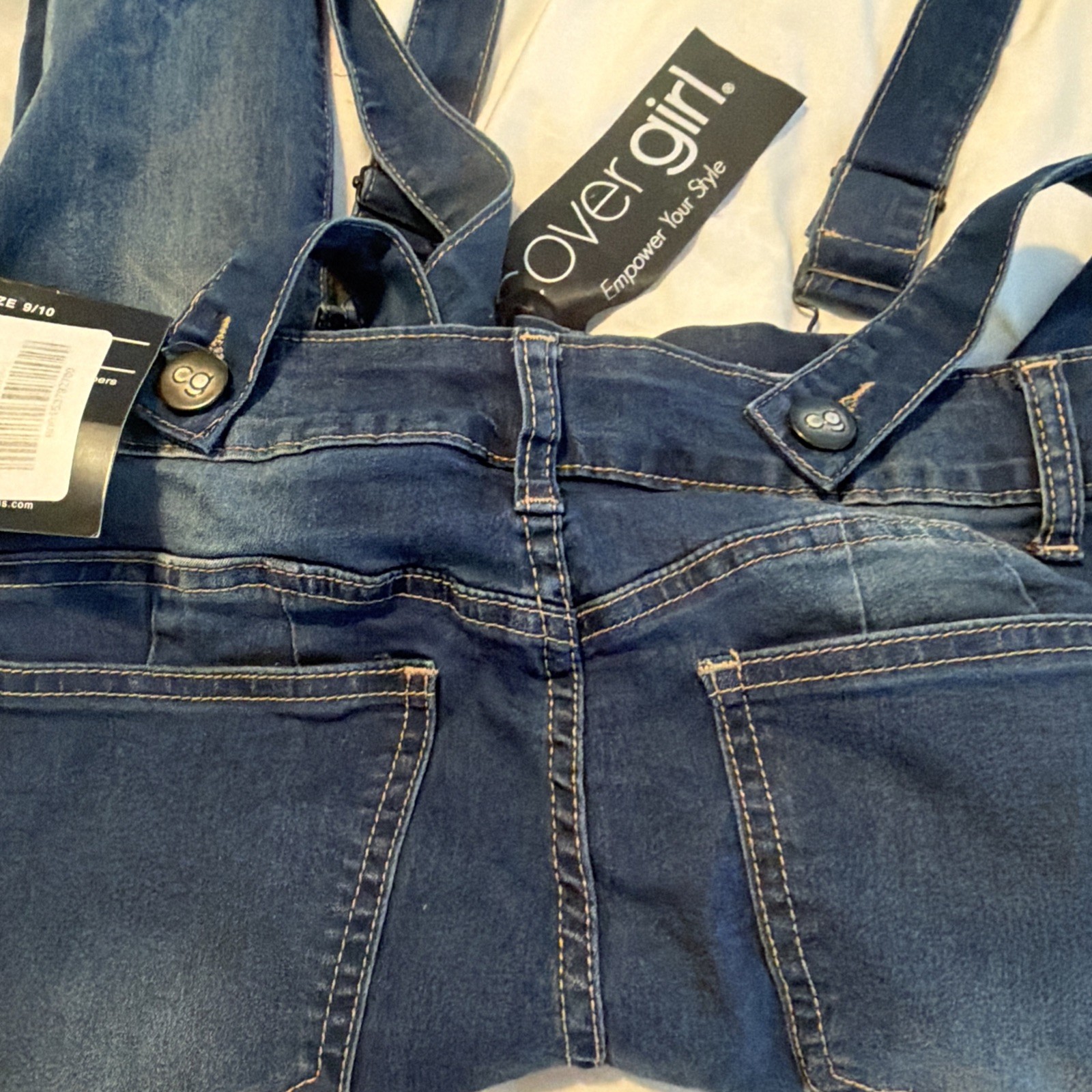 Covergirl Juniors 9/10 Denim Overalls Distressed Slim Fit VIP NEW Dark Wash