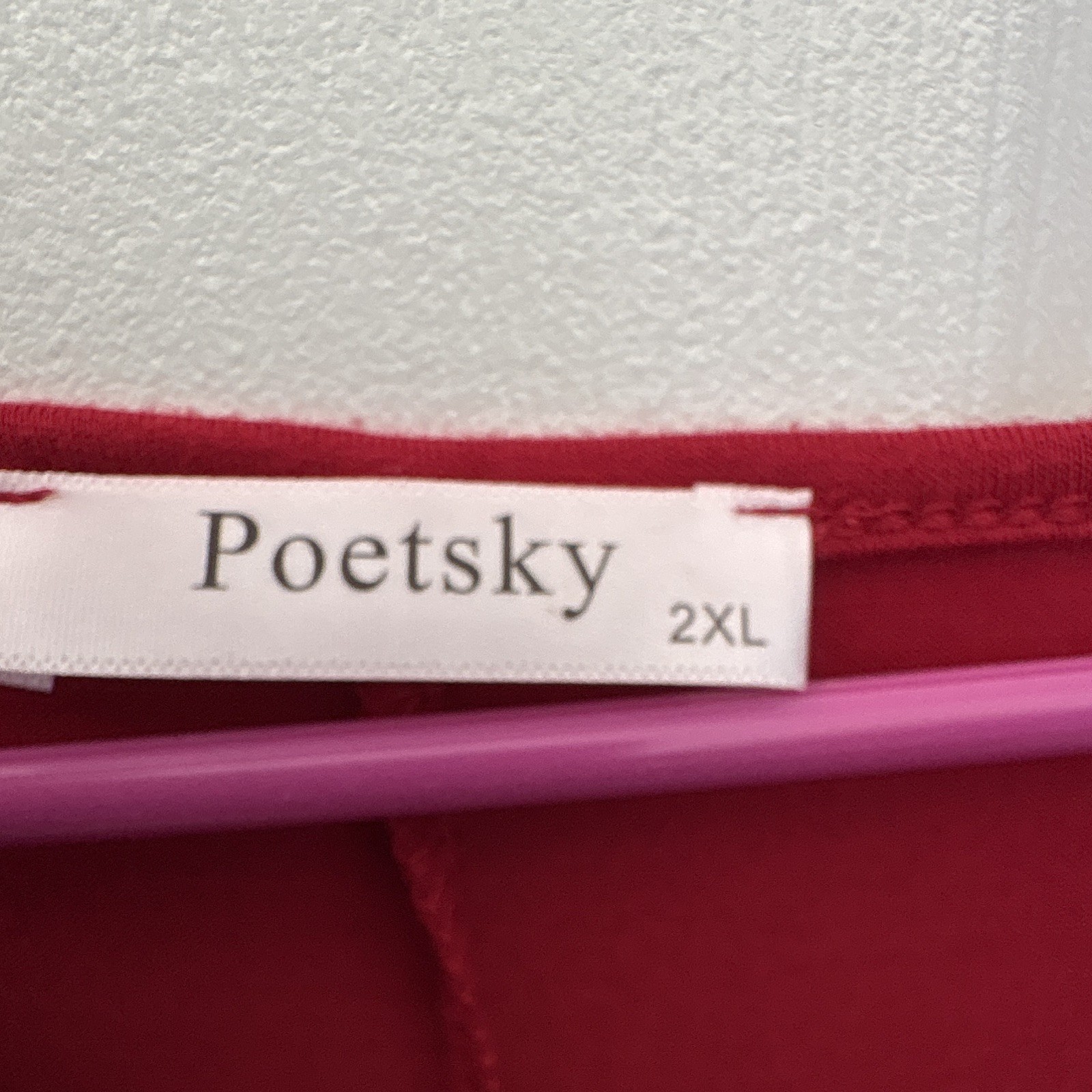 Poetsky Women’s 2XL Red Solid Scoop Neck Long Sleeve Pullover Top