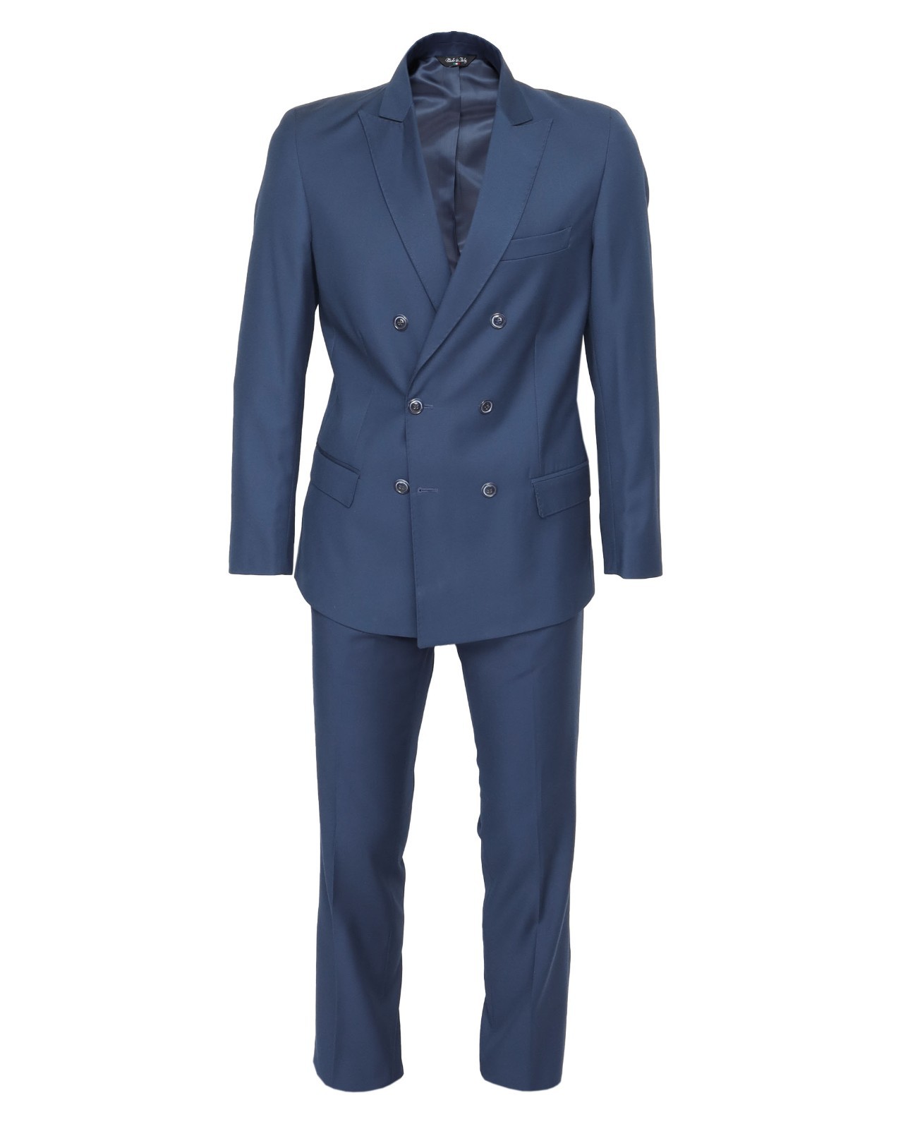 NWT EZZELINO SUIT blue double breasted 4 season wool cotton luxury Italy 46