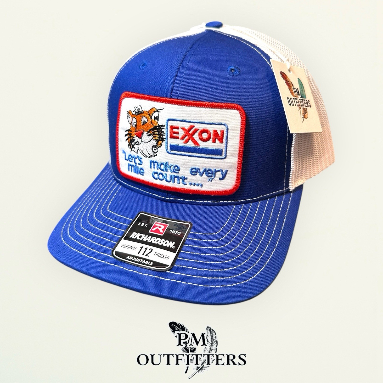Exxon Tiger Let’s Make Every Mile Count Patch Hat Richardson 112 Royal White