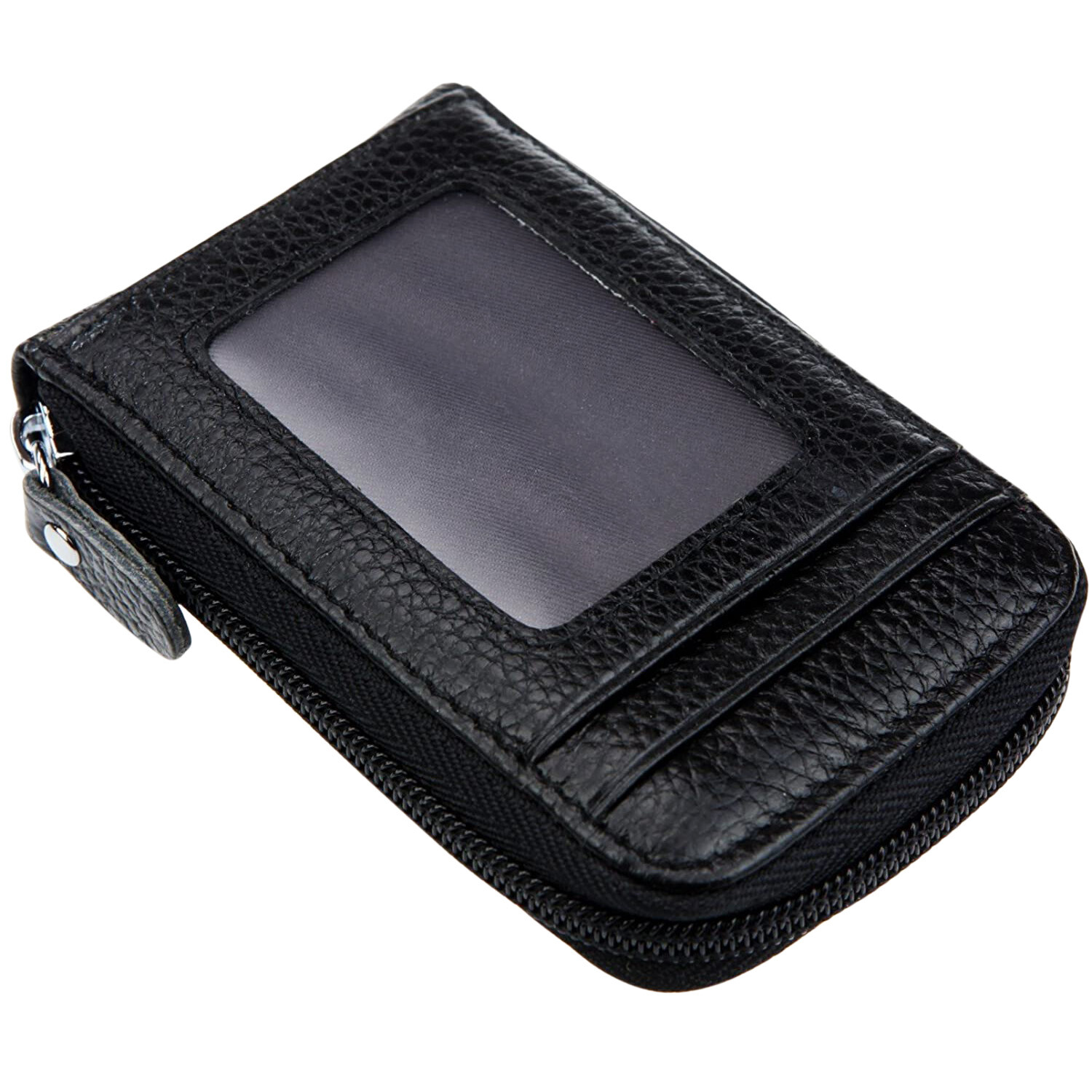 Genuine Leather Men Women Wallet Credit Card Holder RFID Blocking Zipper Pocket