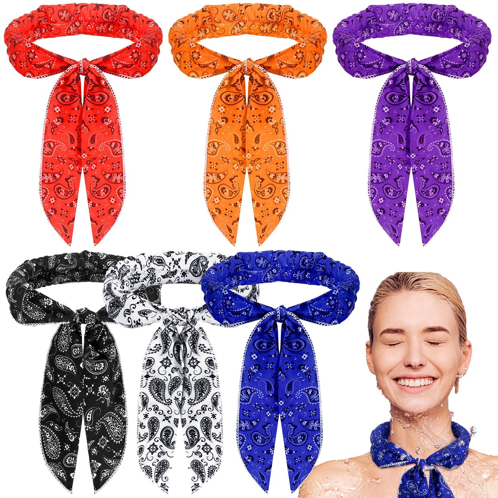 6 Pcs Cooling Neck Wraps Cooler Scarf Medium, Vivid Colors
