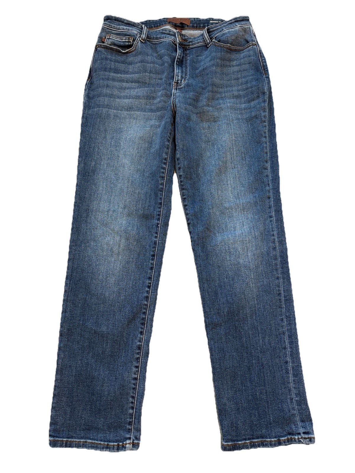 Judy Blue Boyfriend Fit Jeans Size 13/31 Blue Denim High Rise Western Zipper Fly