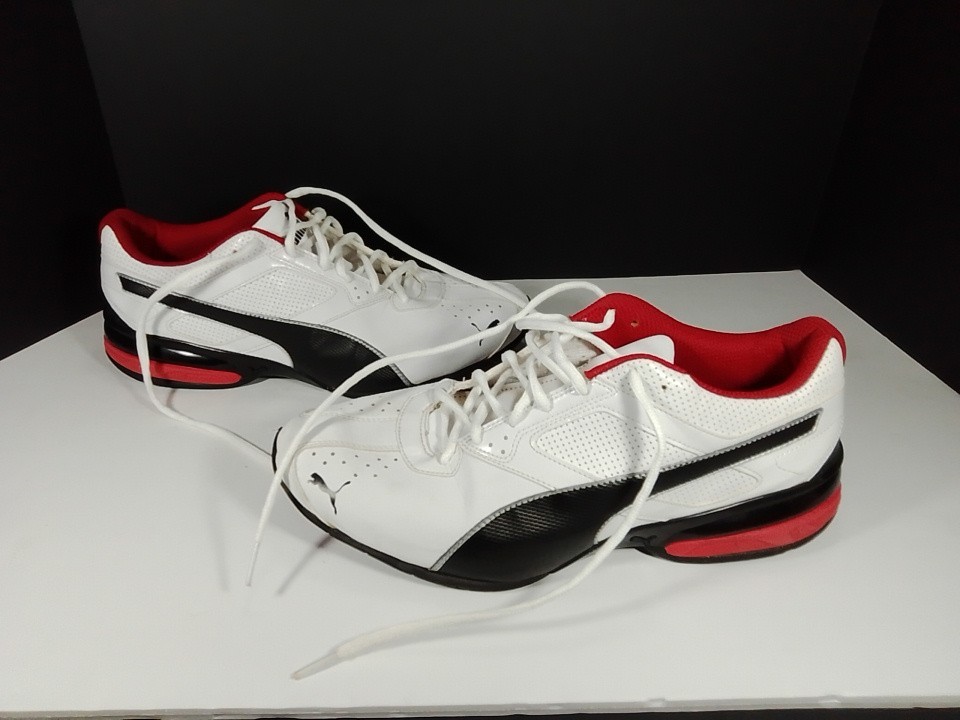 PUMA Men’s Size 12 Tazon 6 FM Running Shoes White Black Red ART#4600000983