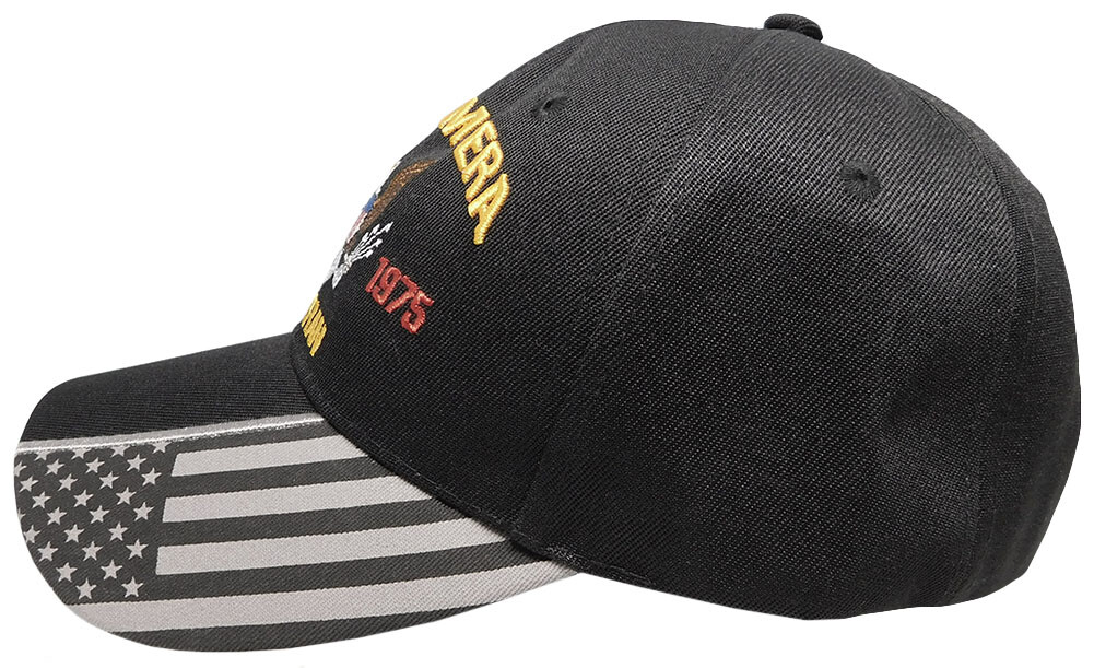 Vietnam Era 1960-1975 Veteran Black With USA Flag On Bill Embroidered Cap Hat