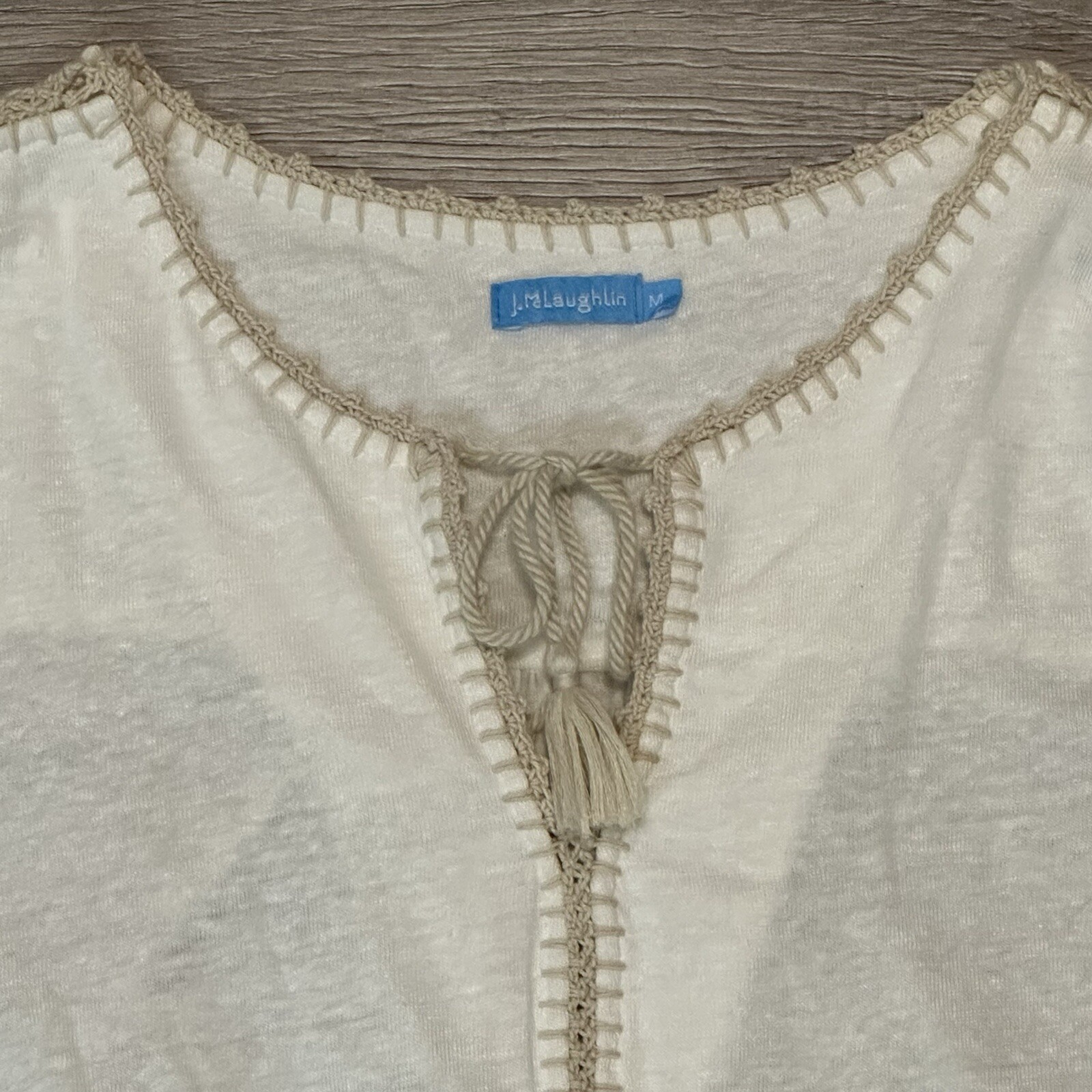 j mclaughlin Women’s Linen Ivory Tassels Medium