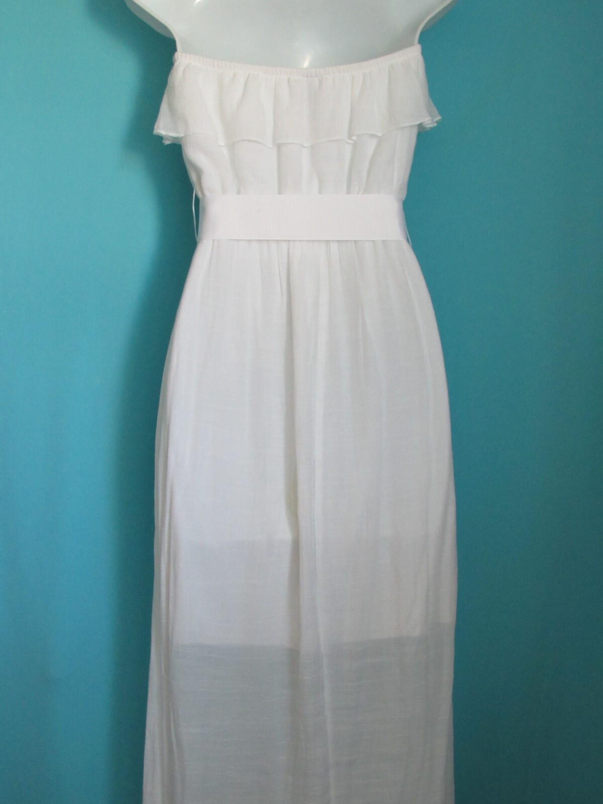 Trixxi ~ White Strapless Maxi Sundress Ribbon Belt ~ M Excellent!