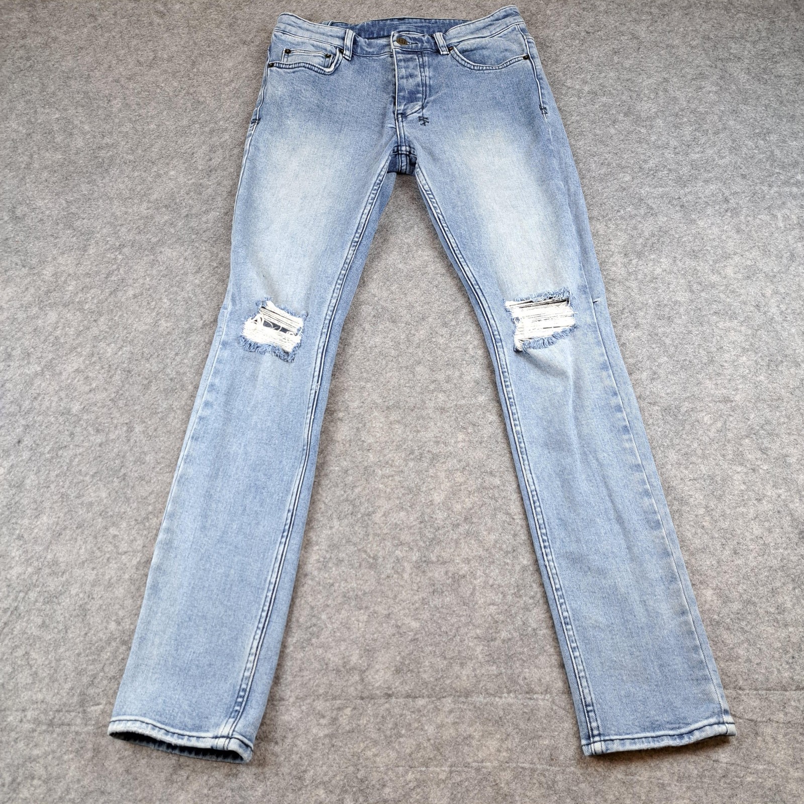 Ksubi Jeans Mens 30 Light Wash Chitch Fury Slim Tapered Distressed Stretch Denim