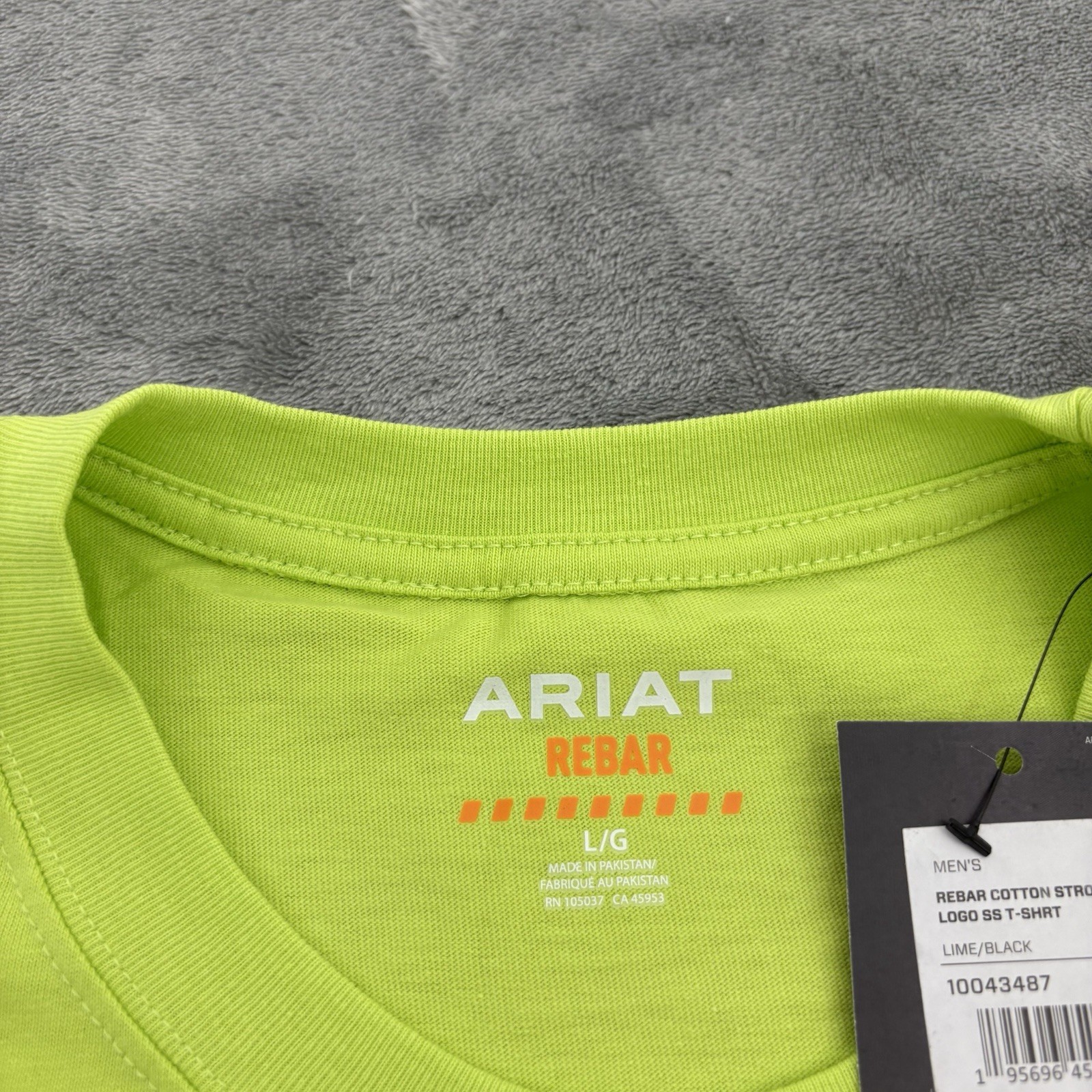 Ariat Rebar Shirt Men L Short Sleeve Shirt T Tee Hi Vis Green Double Sided NWT