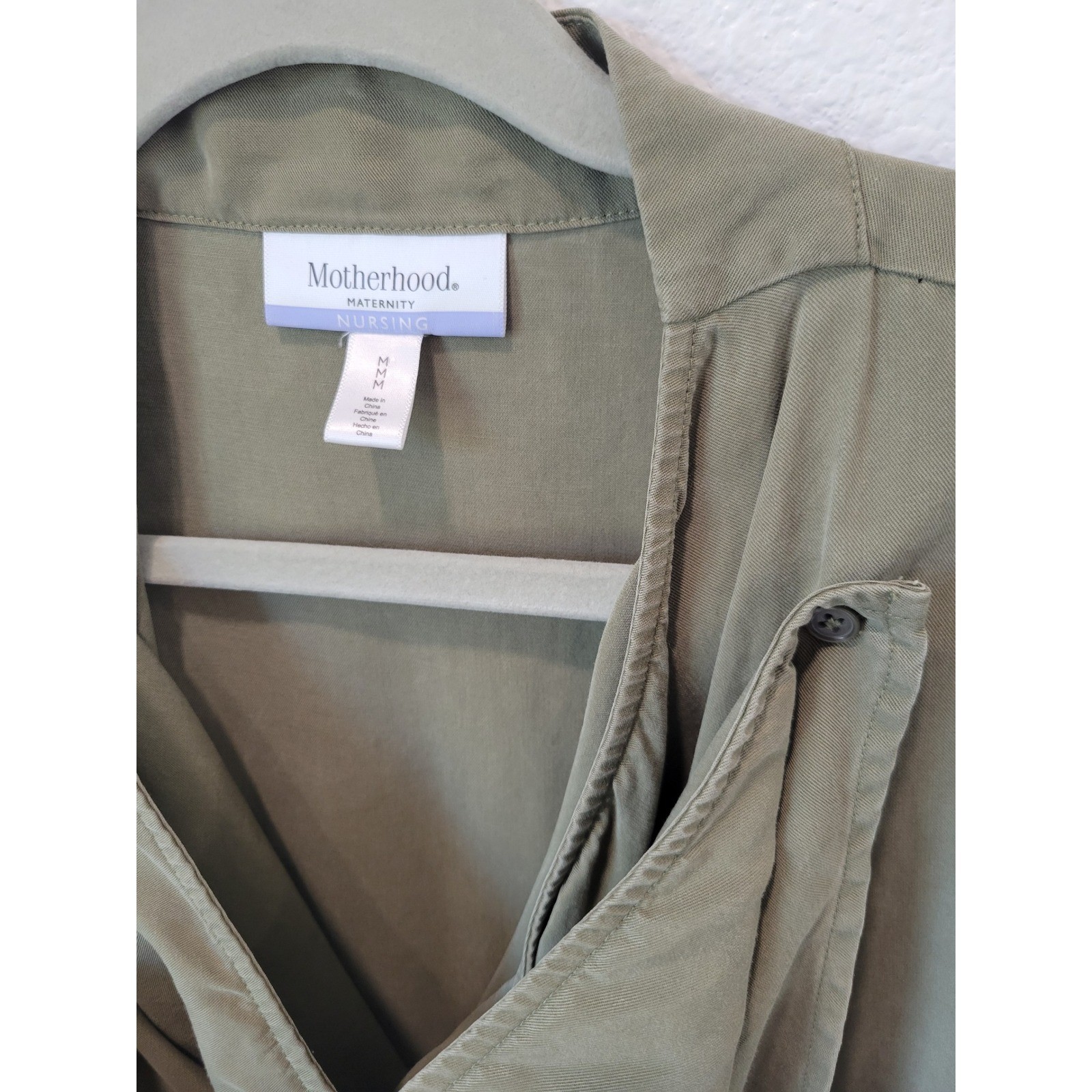 Motherhood Maternity Nursing Top M Jacket Green Drape Front Drawstring Waist