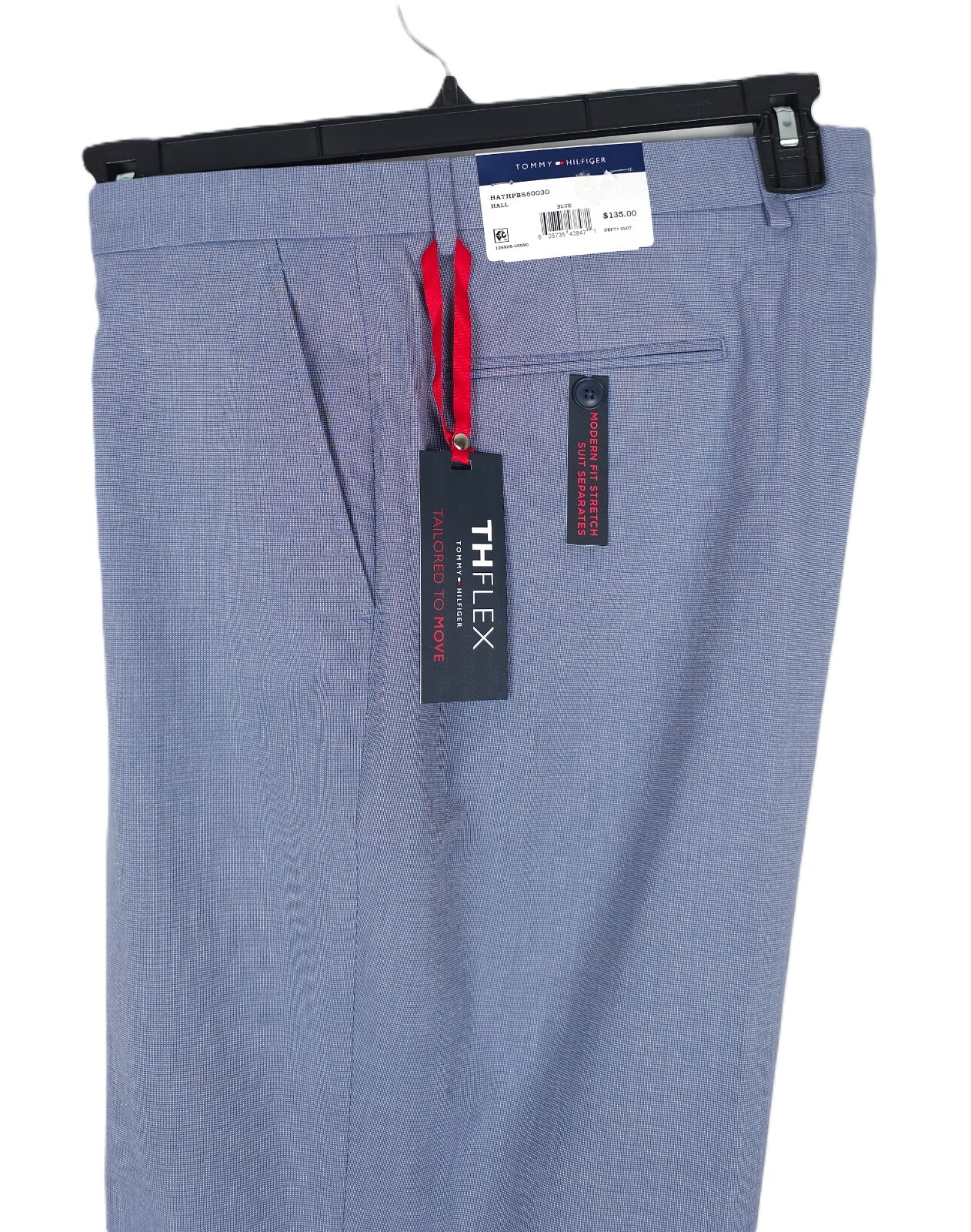 Tommy Hilfiger Mens Modern Fit Dress Pants 38×34 Blue Stretch Cotton Chambray
