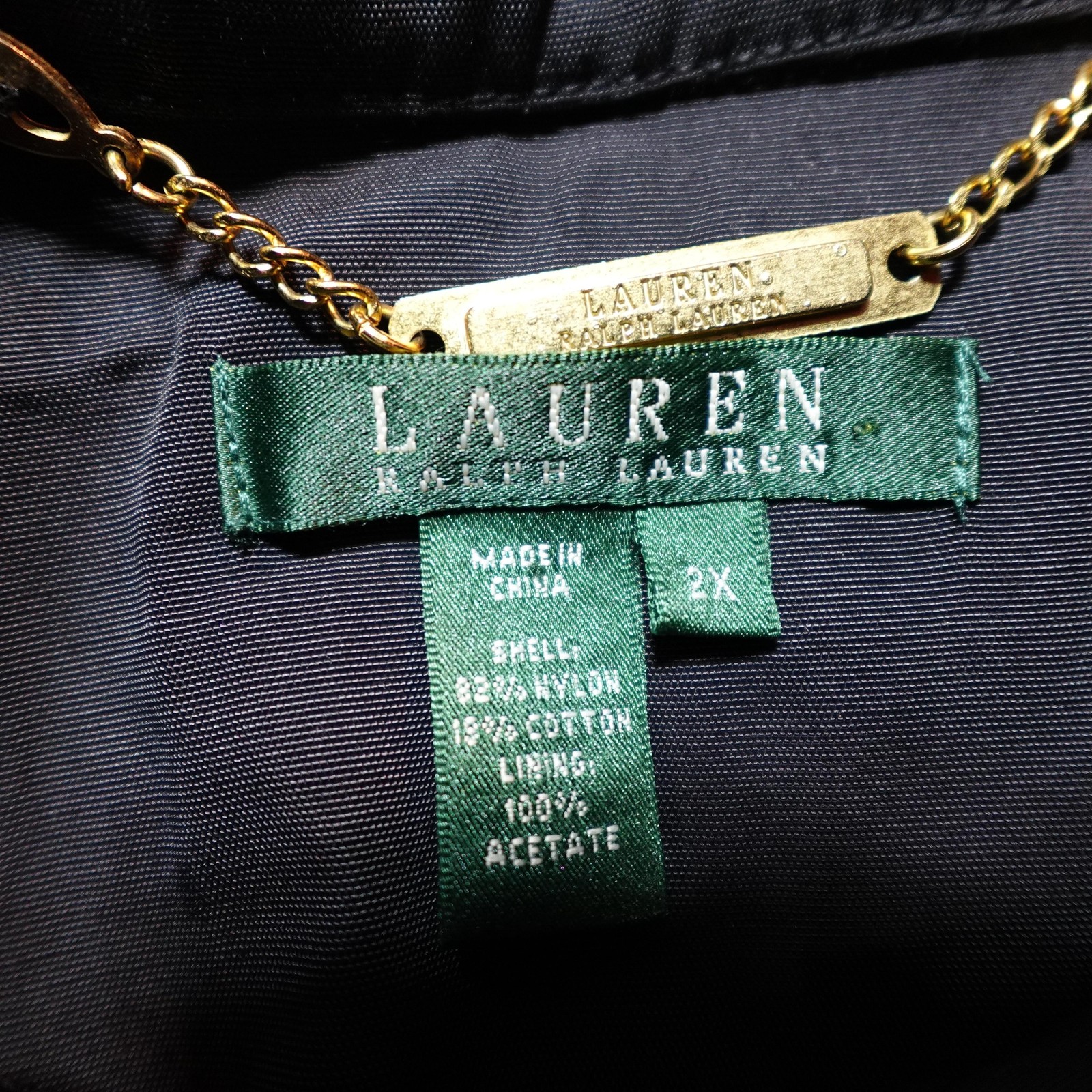 LRL Ralph Lauren Jacket Womens 2X Plus Gold Fireman Lobster Clasp Coat Vintage