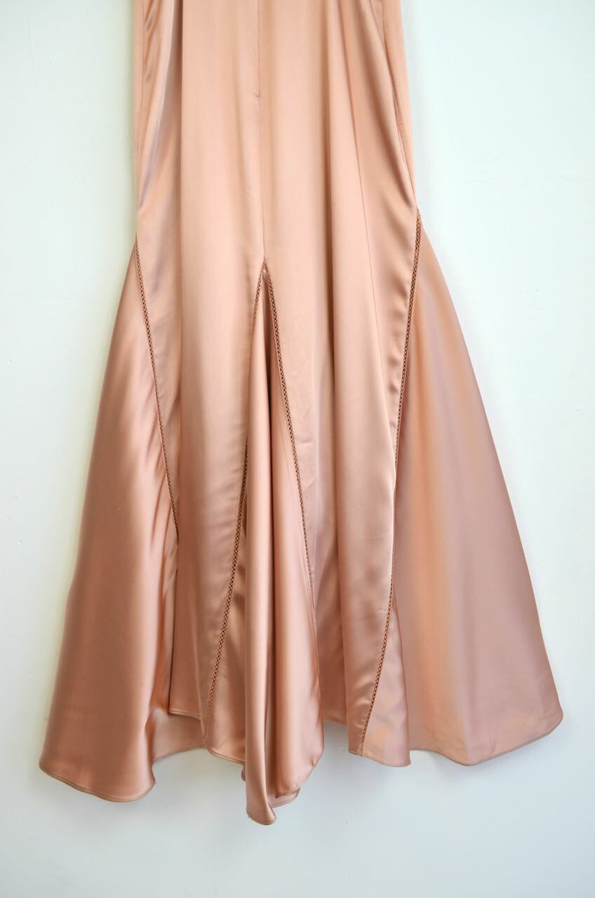 JONATHAN SIMKHAI Bronze Rose Gold Lace Trim Asymmetric Cocktail Dress 10 US NWD