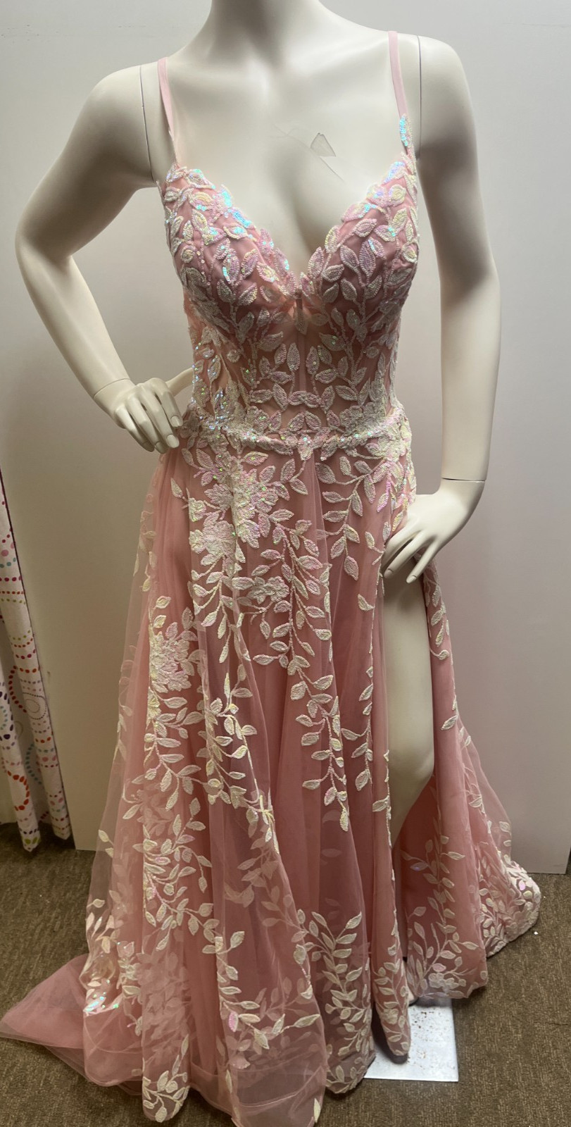 Pink Sequin Floral Dress