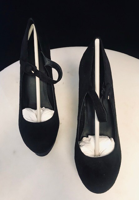 Susi Studio Black Suede Platform Mary Jane Heels Size 6.5 “Miss Mary” New In Box