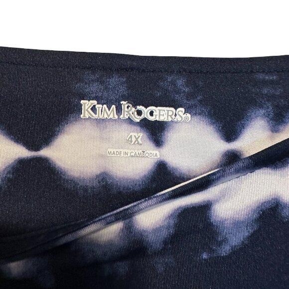 Kim Rogers 4X Navy Tie Dye Flutter Sleeve Swing Dress