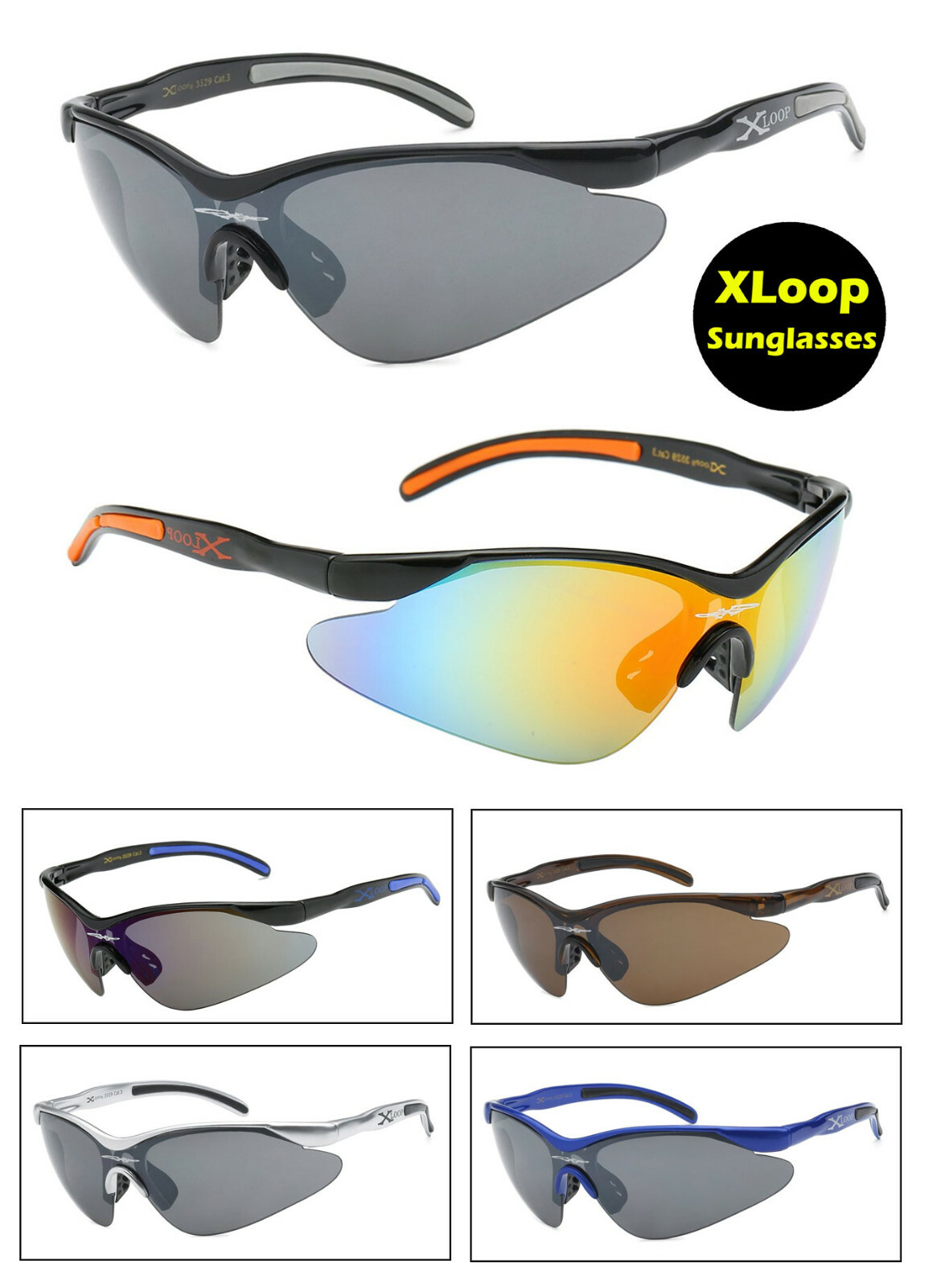 X-Loop Half Frame Sport Cycling Biking Wrap Around Sunglasses Running Golf UV400
