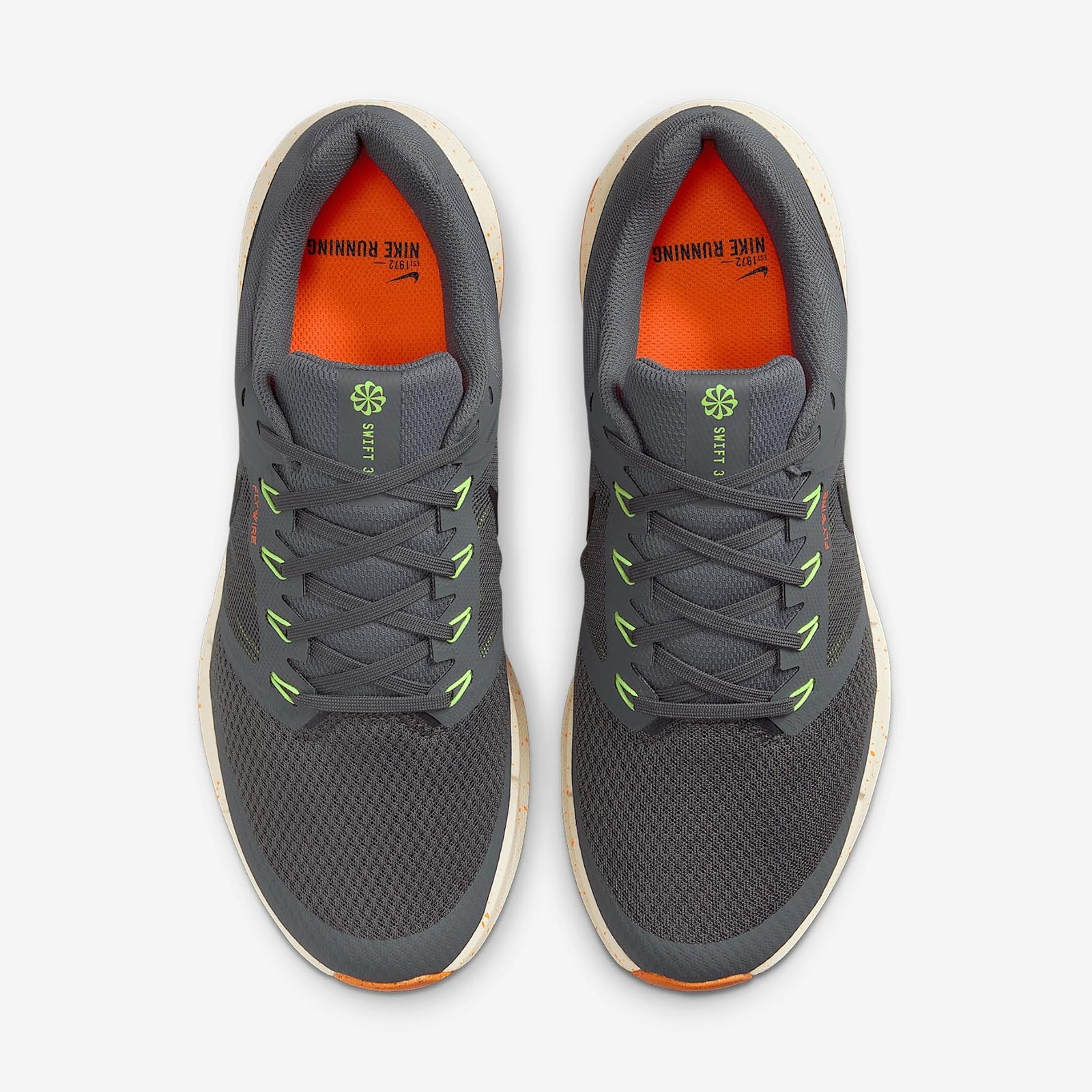 Nike Run Swift 3 Men’s Road Running Shoes (HV5226-068, Iron Grey/Total Orange/Vo