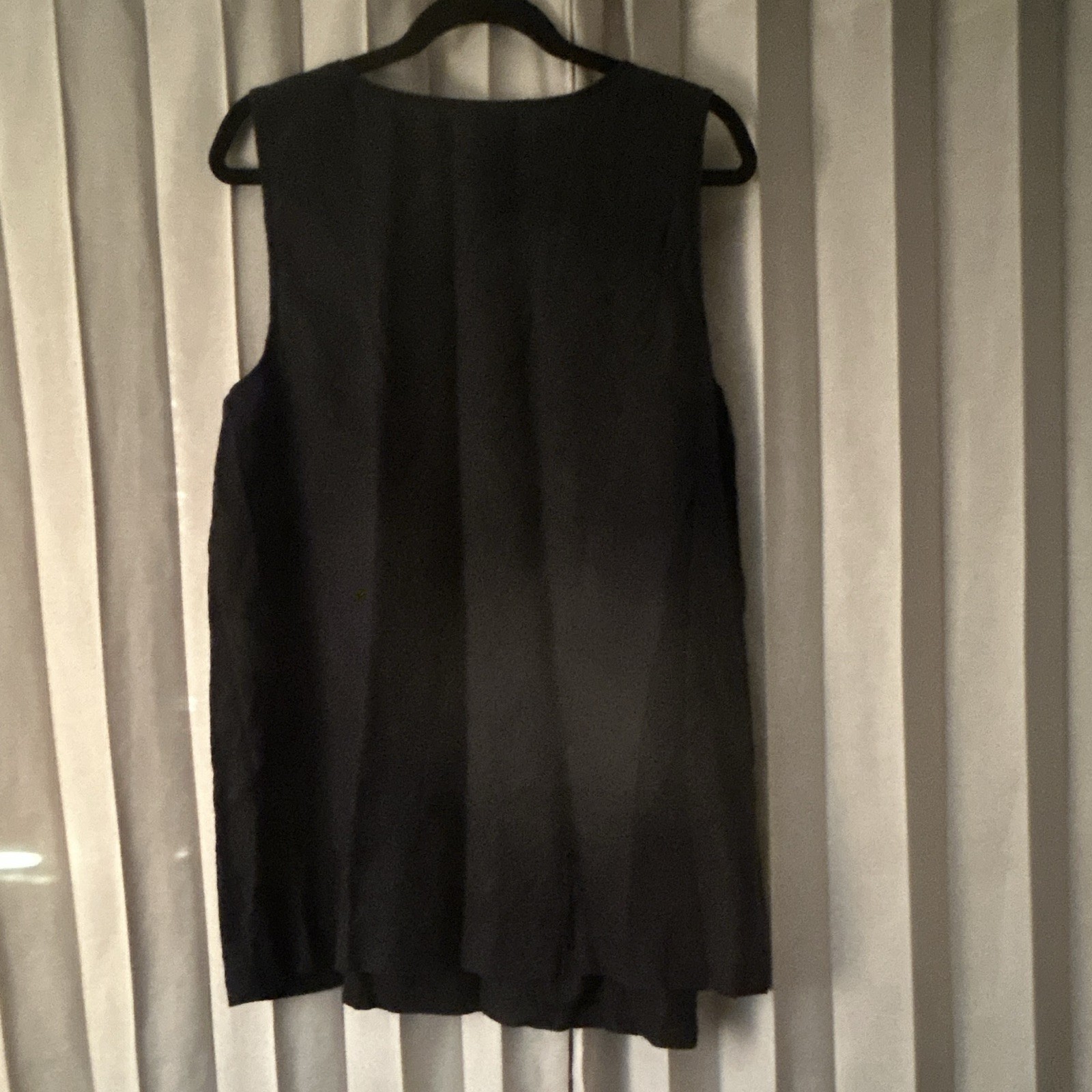 purejill Woven Linen Solid Black Round Neck Sleeveless Pullover Top L
