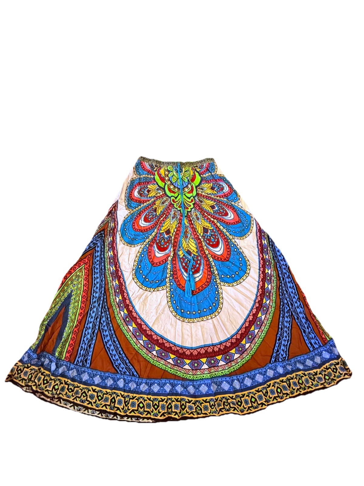 Flying Tomato Vibrant A-Line Maxi Skirt Bohemian Hippie medium festival