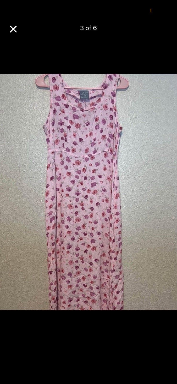 Rabbit Rabbit Designs Pink Floral Maxi Dress L V-Neck Knit Lace Layered Cardigan