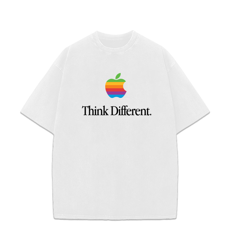 Apple Vintage Logo Think Different Slogan Funny Graphic Design T-Shirt