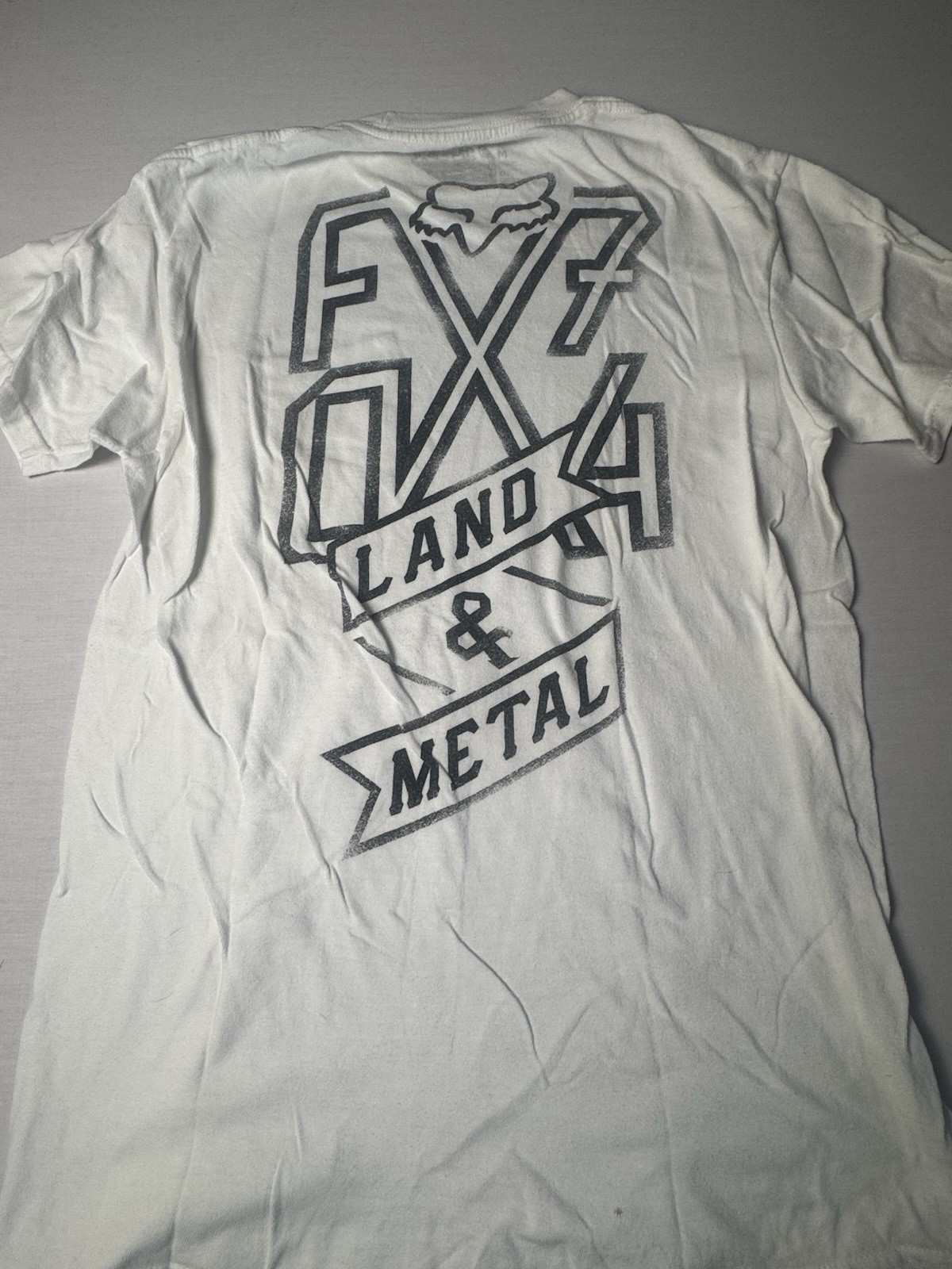 Fox Racing Shirt Medium White Y2K Style Land And Metal Pocket Graphic Tee Mens
