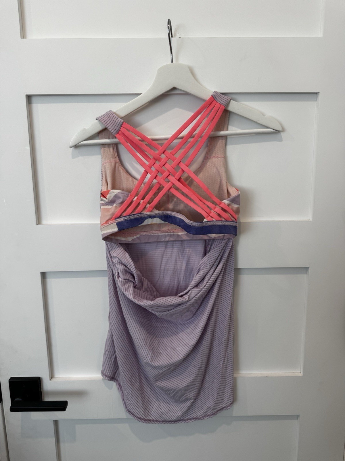 Lululemon Womens Yoga Tank Top Purple Striped Built In Bra Strappy Size Unknown