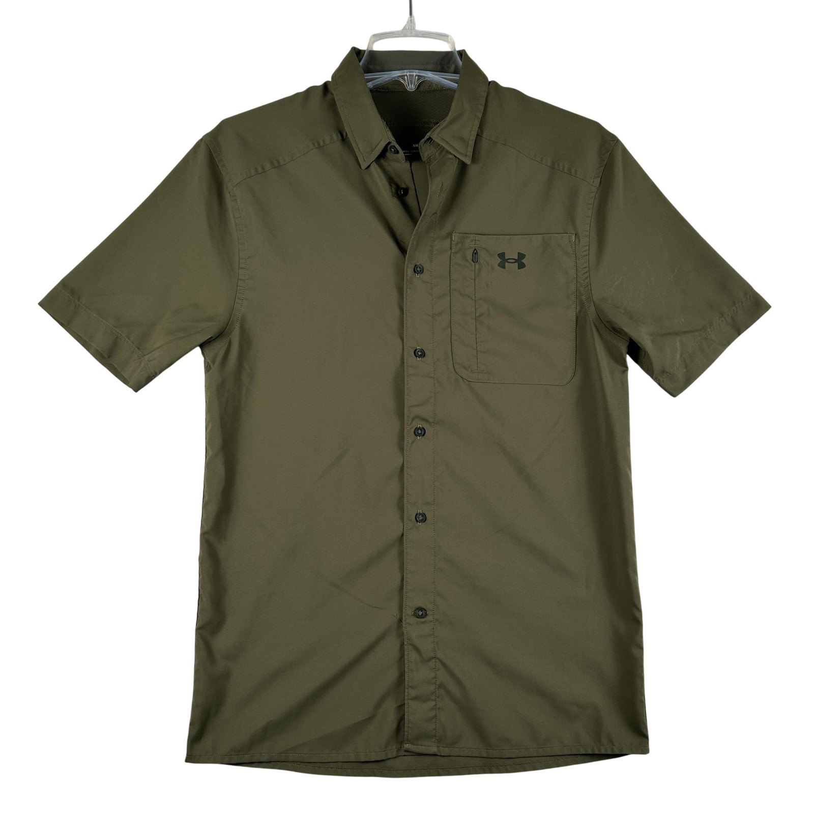Under Armour Shirt Mens Small Drift Tide 2.0 Solid Short Sleeve Button Up Fitted