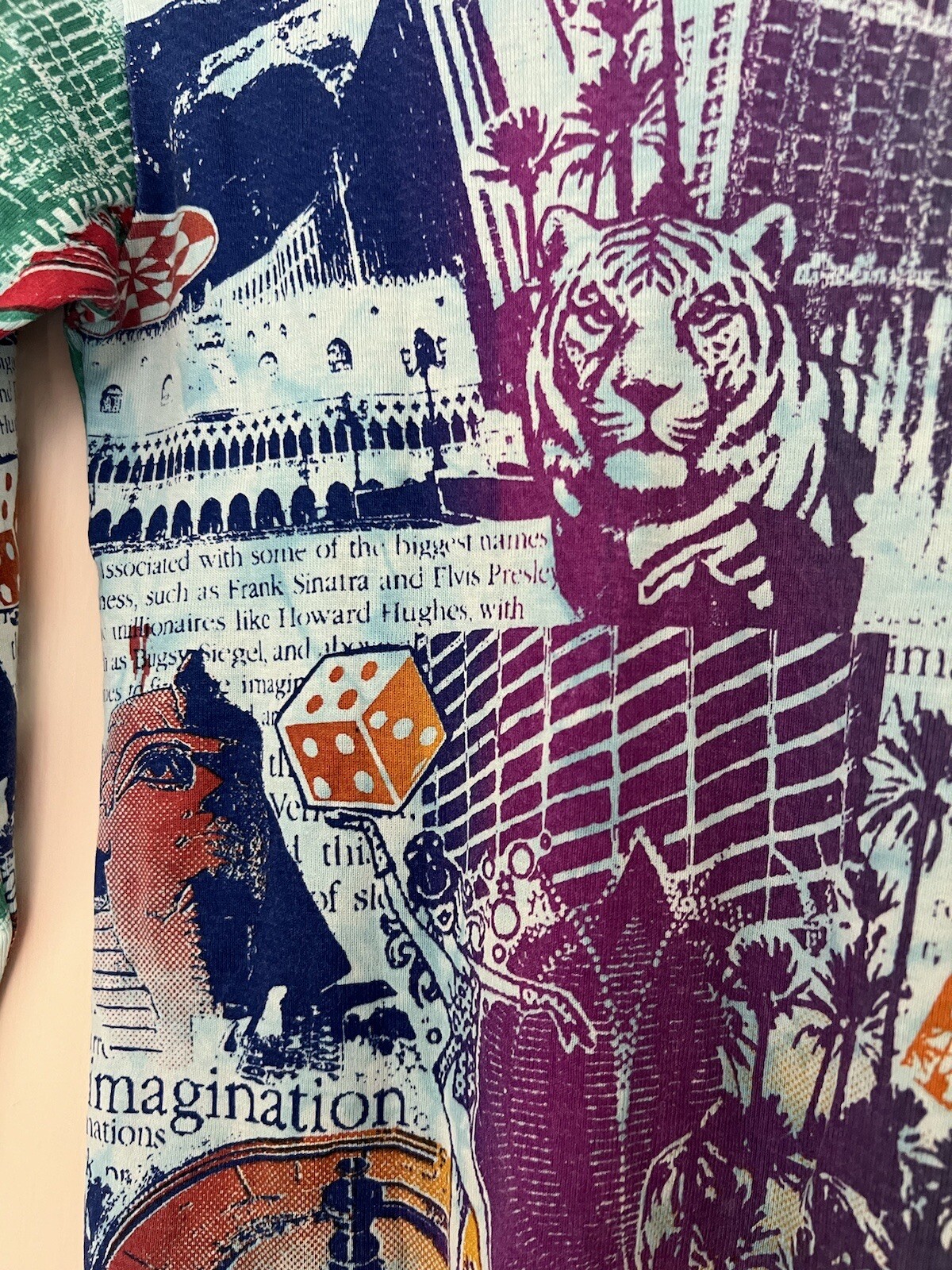 NWT Glima Tee Top Printed Tie Dye 100% Cotton Blue Las Vegas Sz Small Juniors