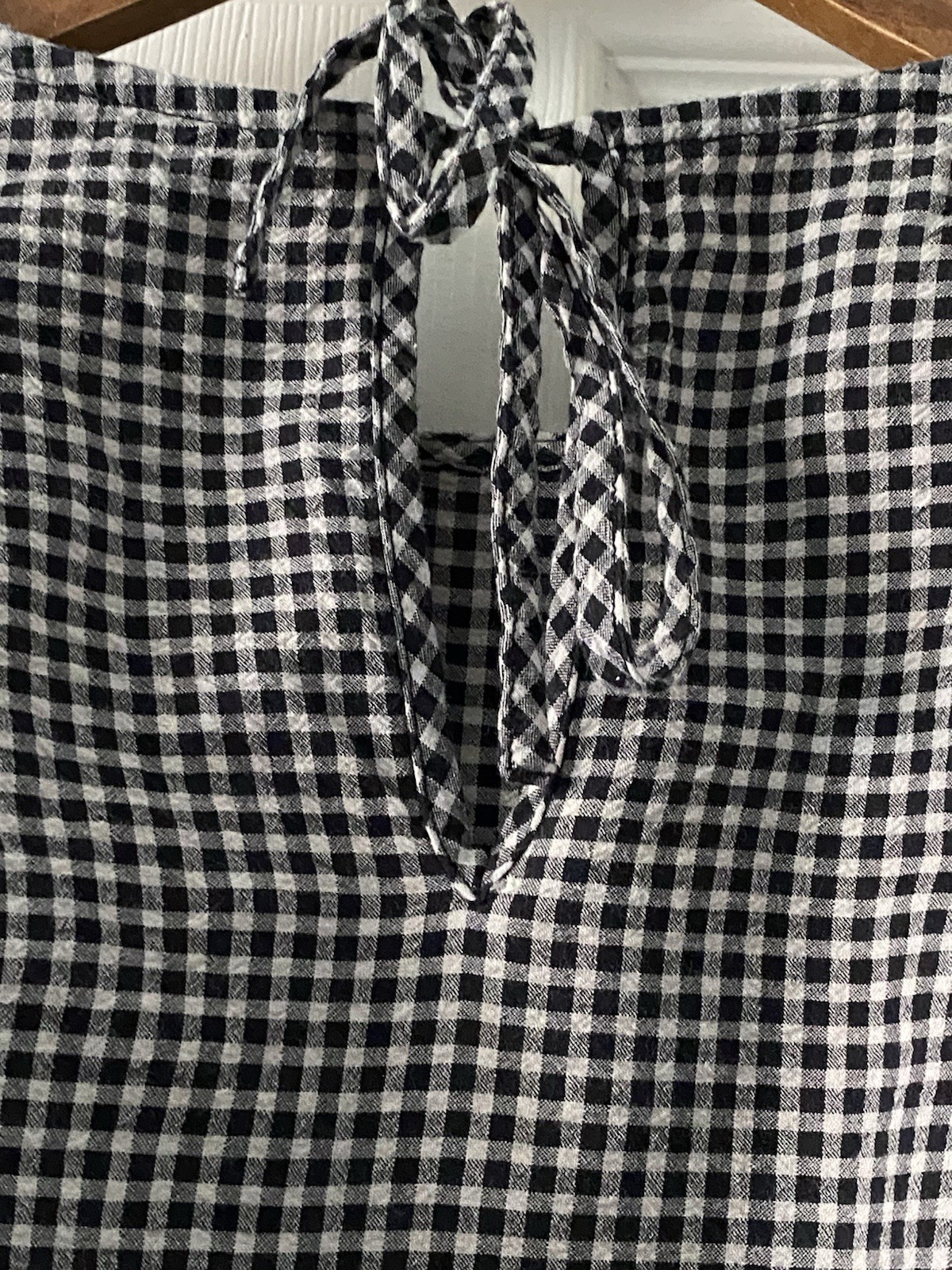 TOAST Black & White Gingham Cotton Round Neck Balloon Sleeve Blouse Size 6