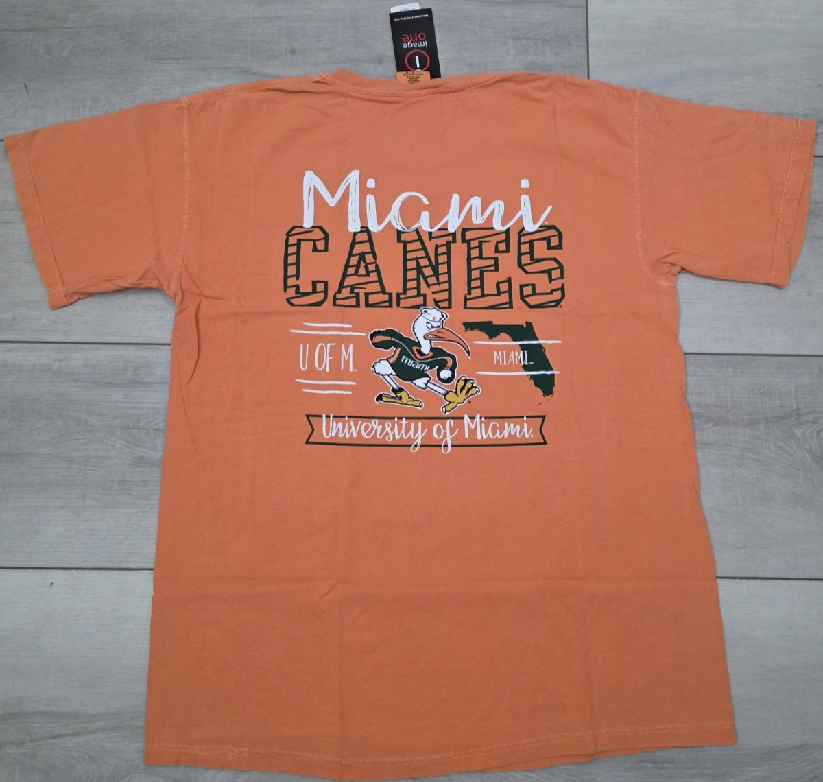 New Miami Hurricanes Canes U T-Shirt Official NCAA College Orange Men’s Size L
