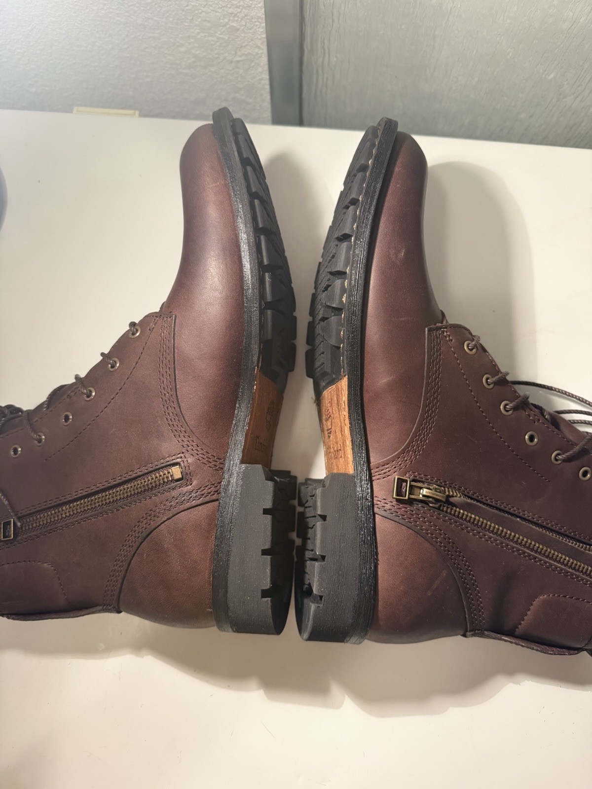 Timberland Earthkeepers Brown Leather Ankle Boots Lace-Up Zip Round Toe US 8.5M