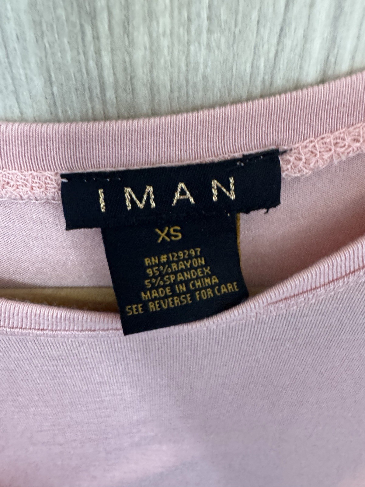 IMAN Pink Knit Rayon Spandex Stretch Round Neck 3/4 Sleeve Pullover Top XS