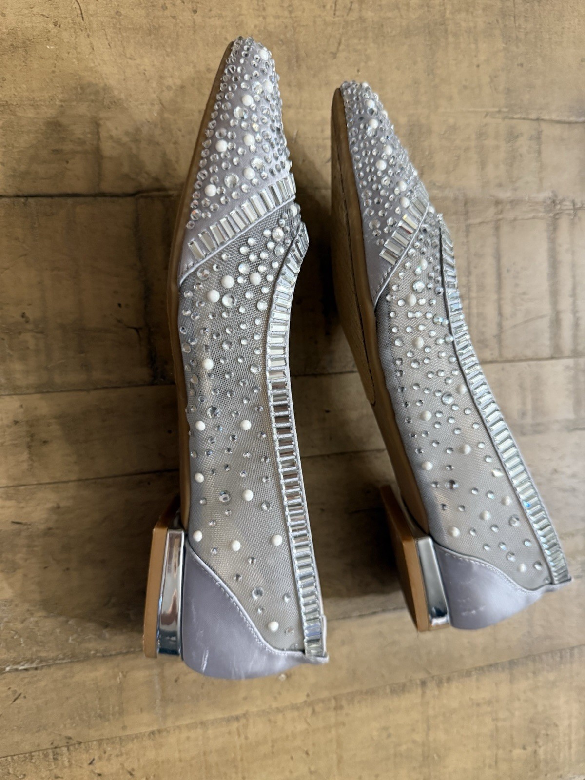 Alex Marie Elegant Flats W Silver Rhinestones And Pearl Details Sz 5.5