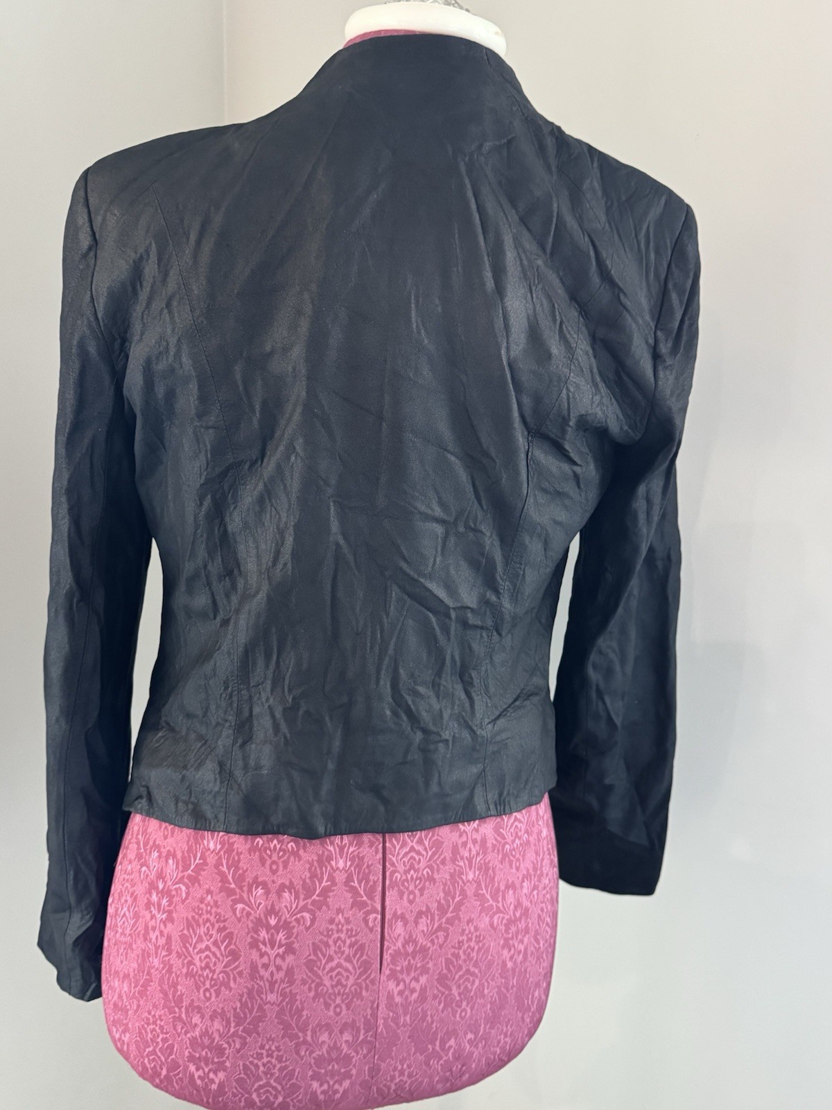 My Tribe Leather Moto Jacket Black Waterfall Front Size Large Made in USA