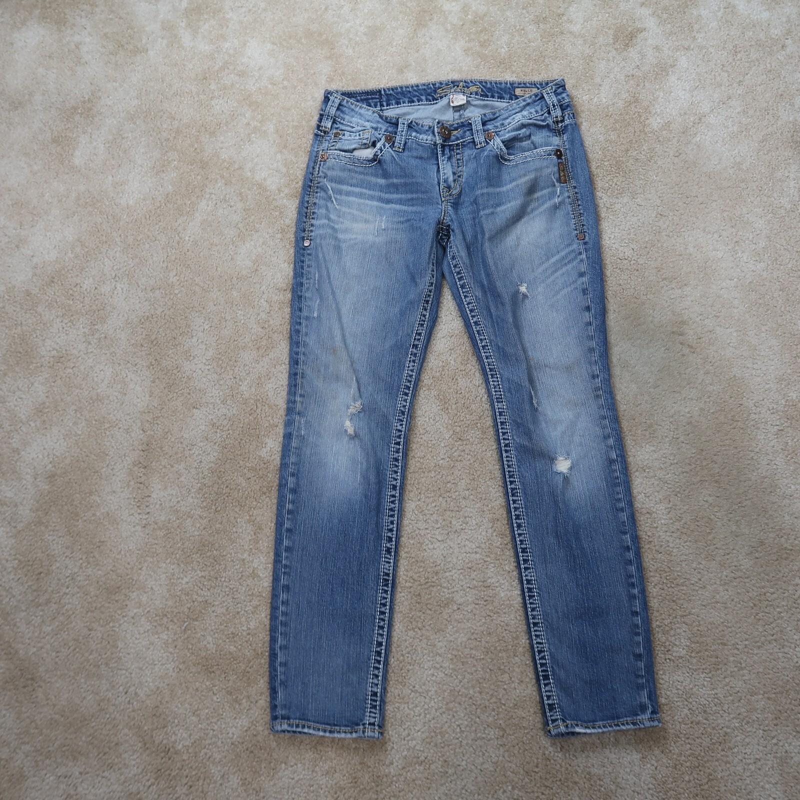 Silver Kelli Relaxed Skinny Jeans Women’s 29×31 Blue Stretch Denim