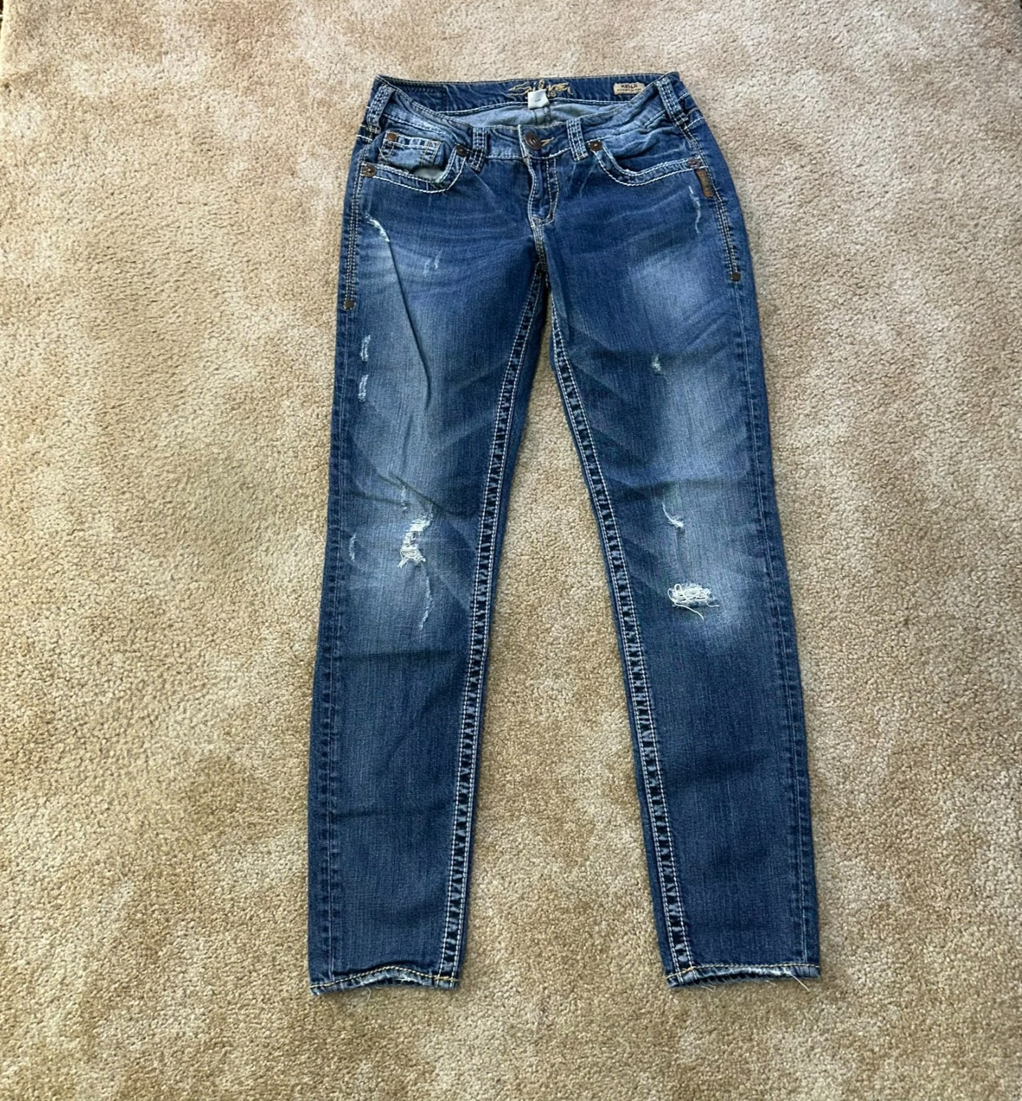 Silver Kelli Relaxed Skinny Jeans Women’s 27×31 Blue Stretch Denim