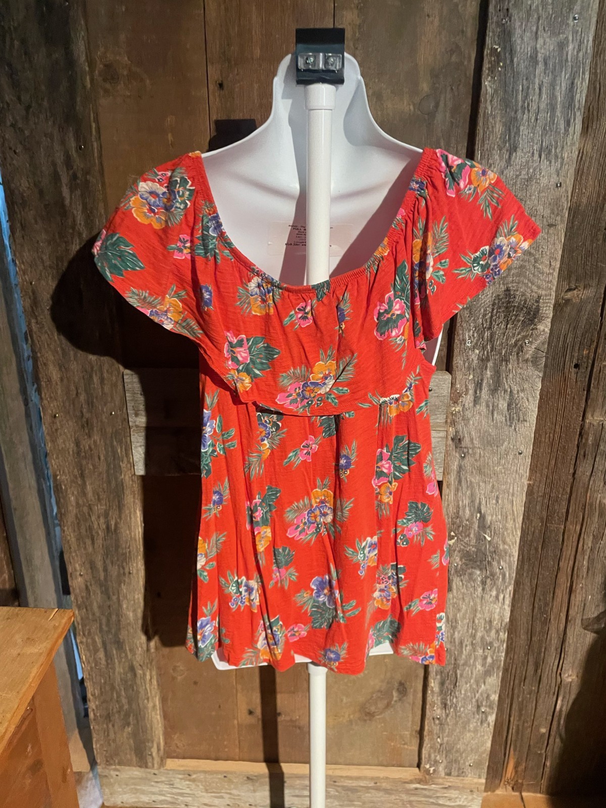 Old Navy Orange Floral Shirt- Medium