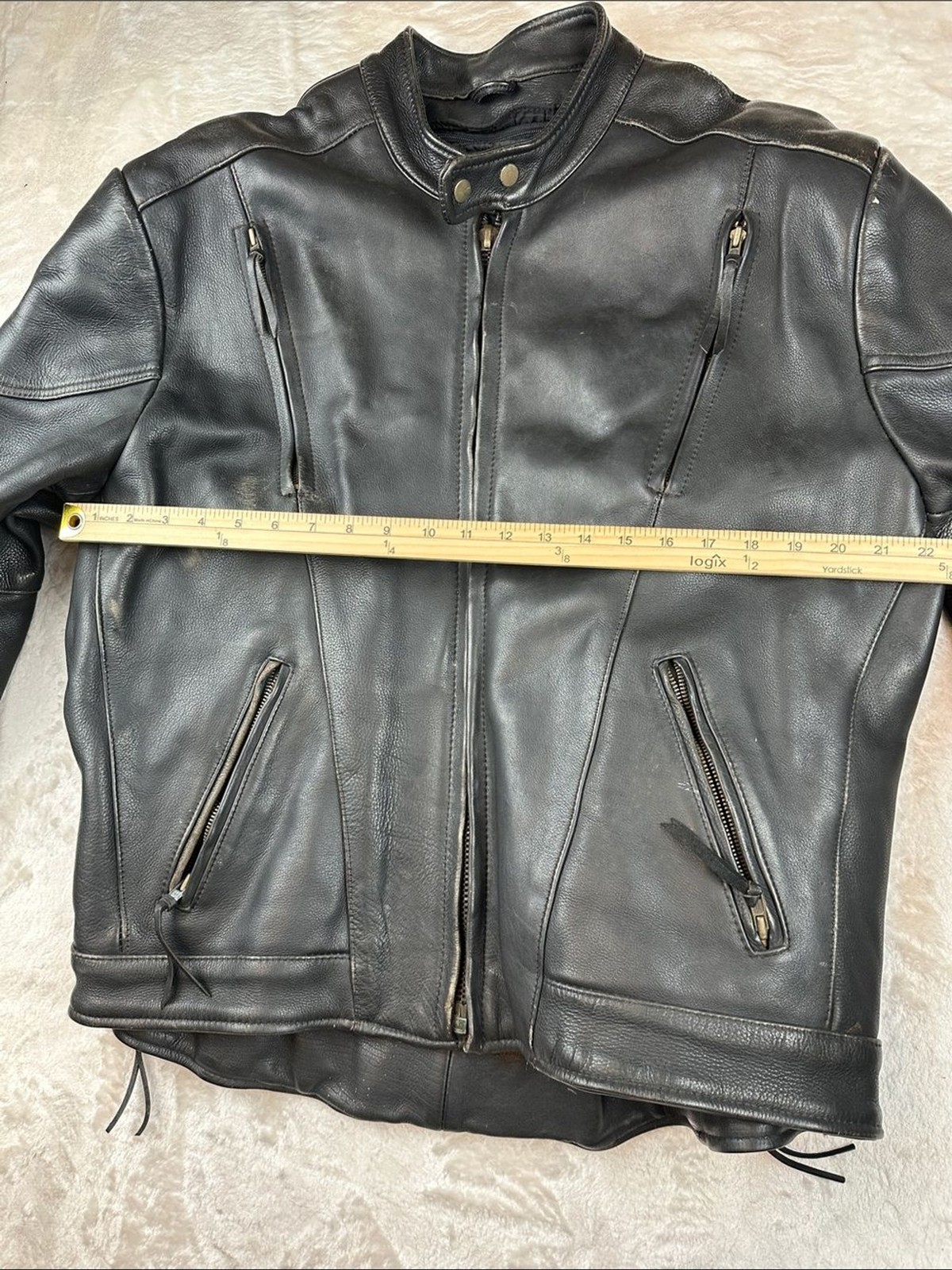 Leather King Mens 50 Black Leather Motorcycle Jacket Thinsulate Lined XXL |Biker